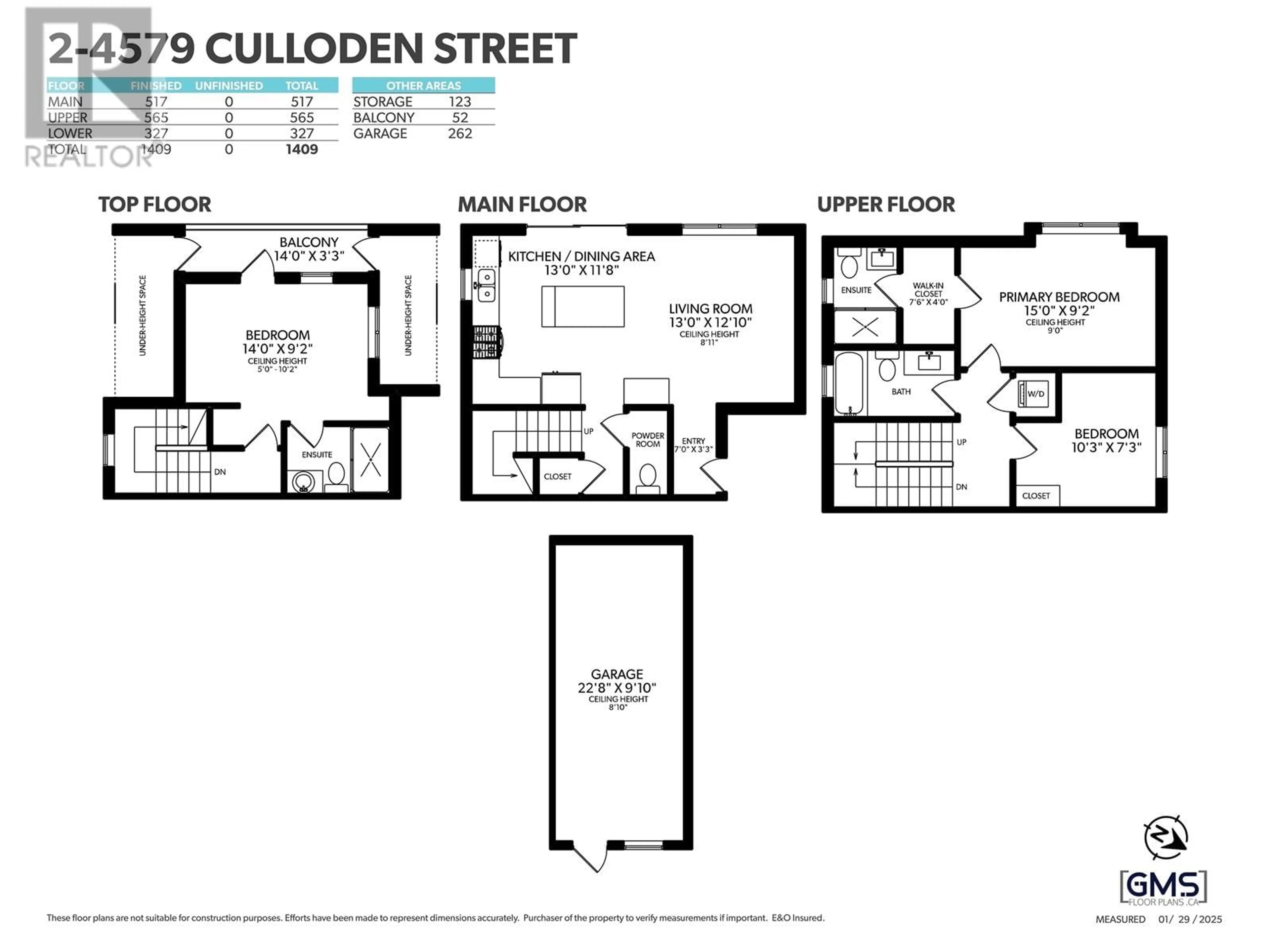 Floor plan for 2 4579 CULLODEN STREET, Vancouver British Columbia V5V4X7