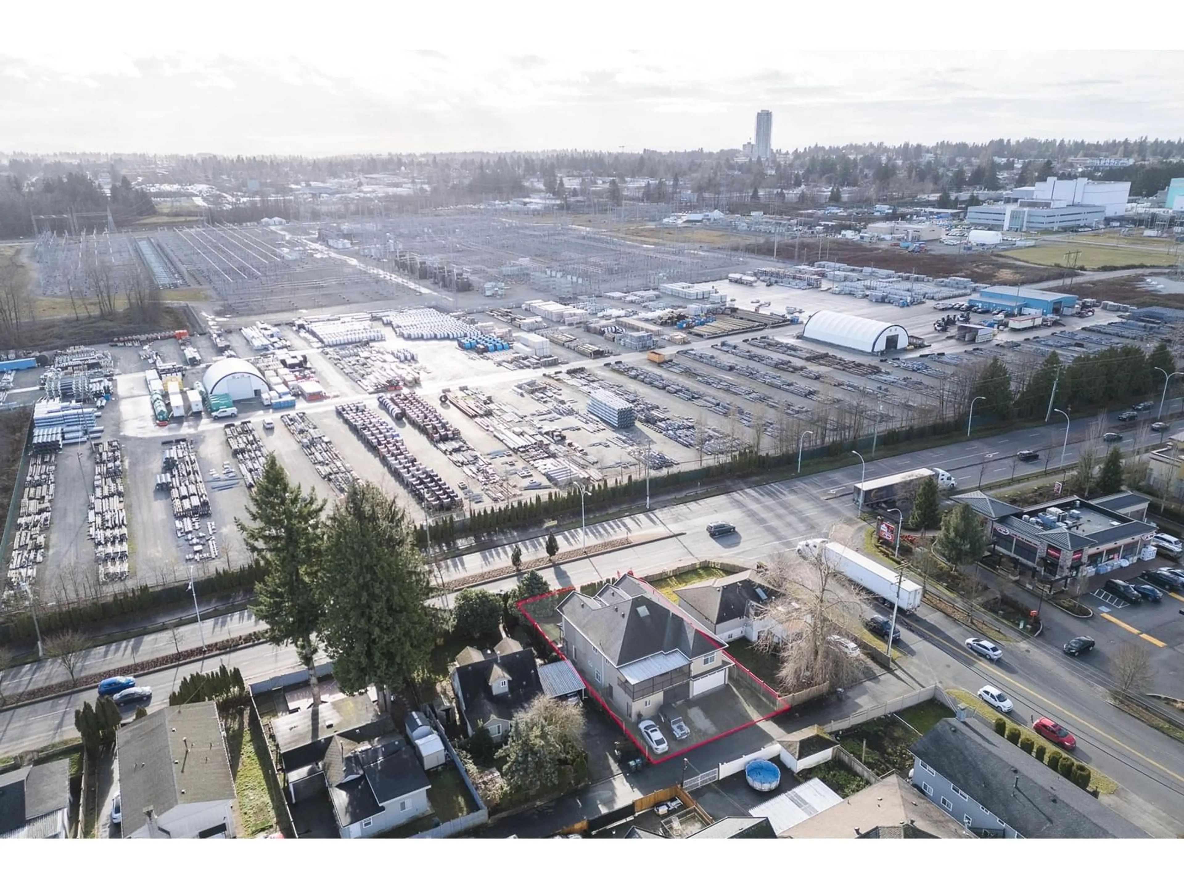 A pic from outside/outdoor area/front of a property/back of a property/a pic from drone, street for 12617 88, Surrey British Columbia V3W3J8