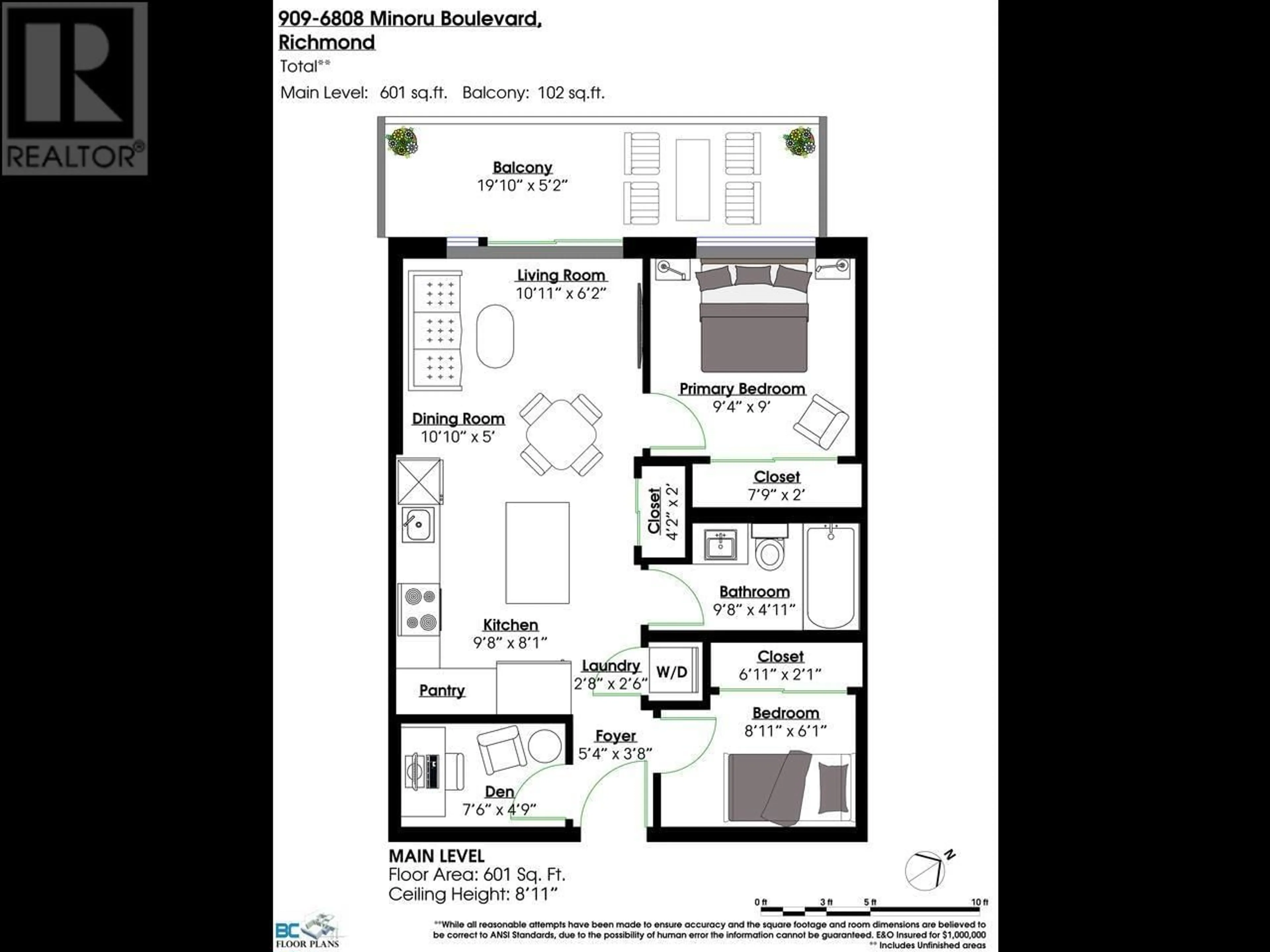 Floor plan for 909 - 6808 MINORU BOULEVARD, Richmond British Columbia V6Y0M7