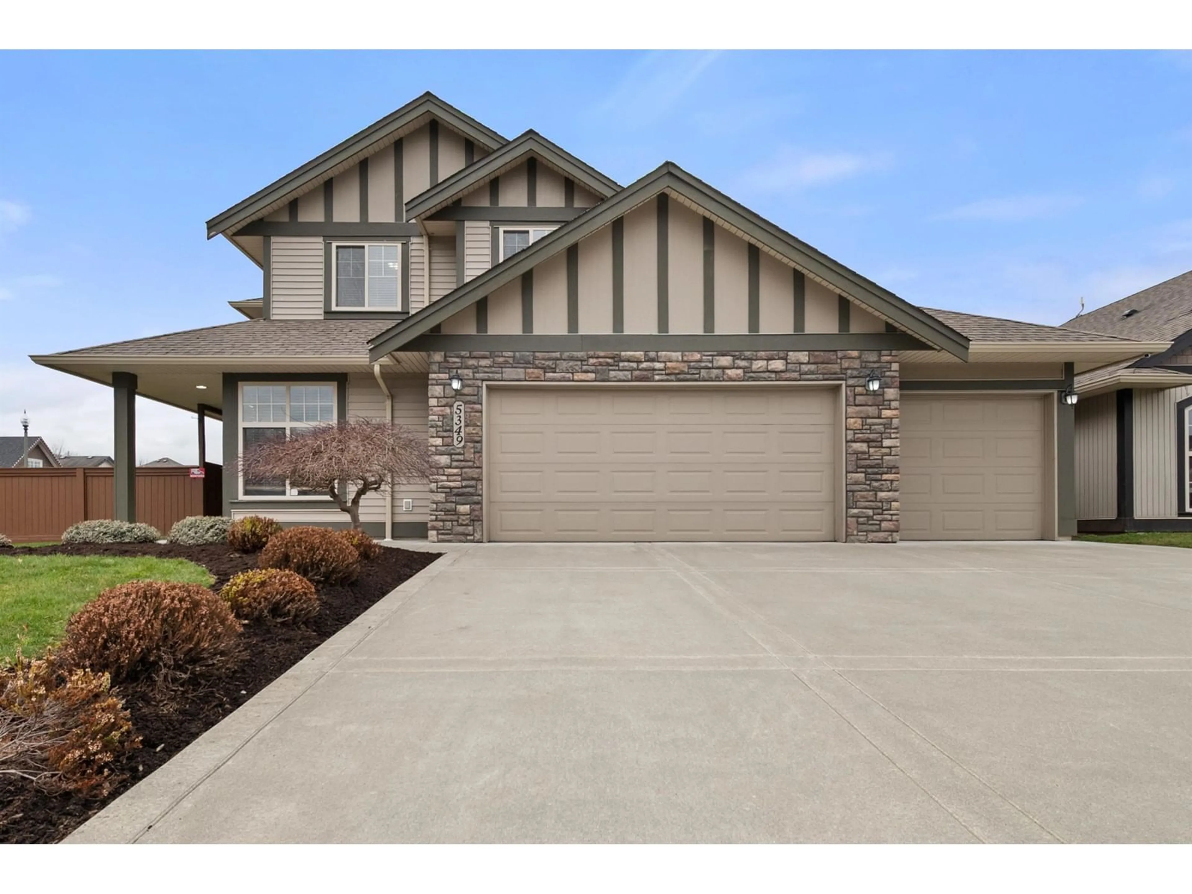 Home with brick exterior material, street for 5349 CHINOOK STREET|Sardis South, Chilliwack British Columbia V2R0A4