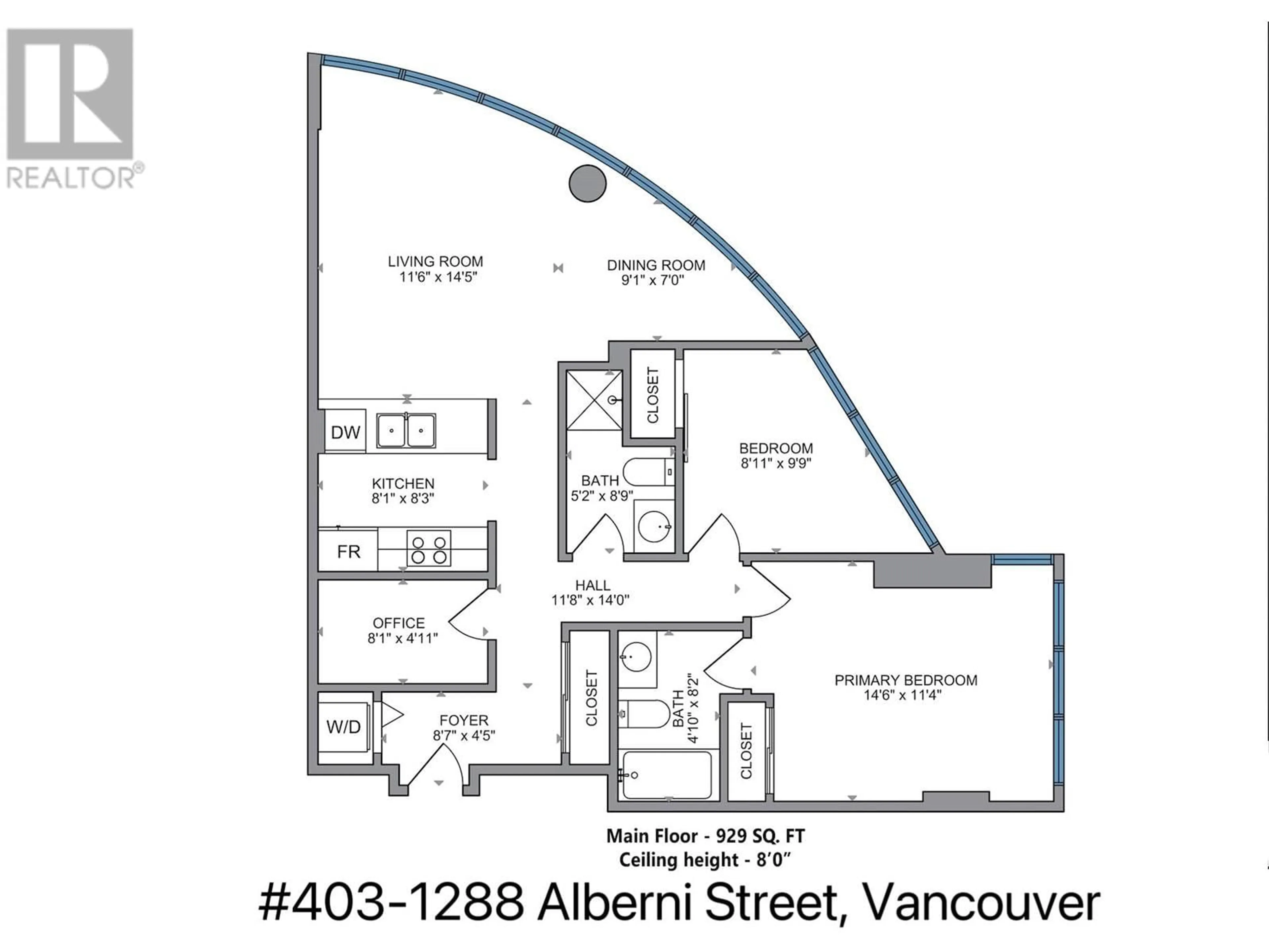 Floor plan for 403 1288 ALBERNI STREET, Vancouver British Columbia V6E4N5