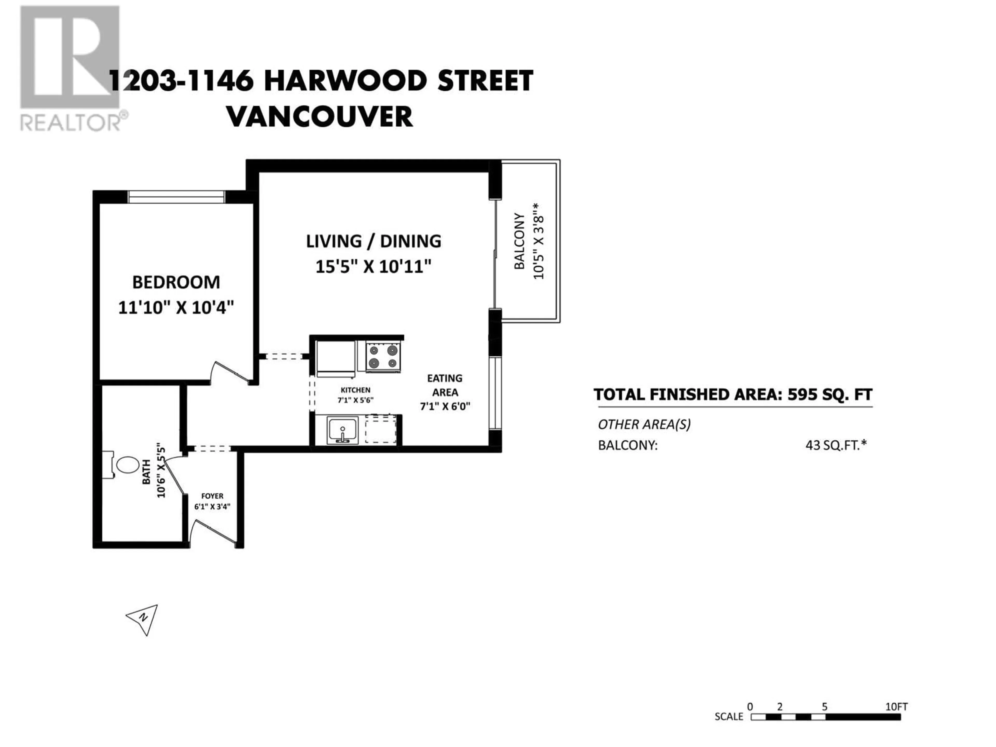 Floor plan for 1203 1146 HARWOOD STREET, Vancouver British Columbia V6E3V1