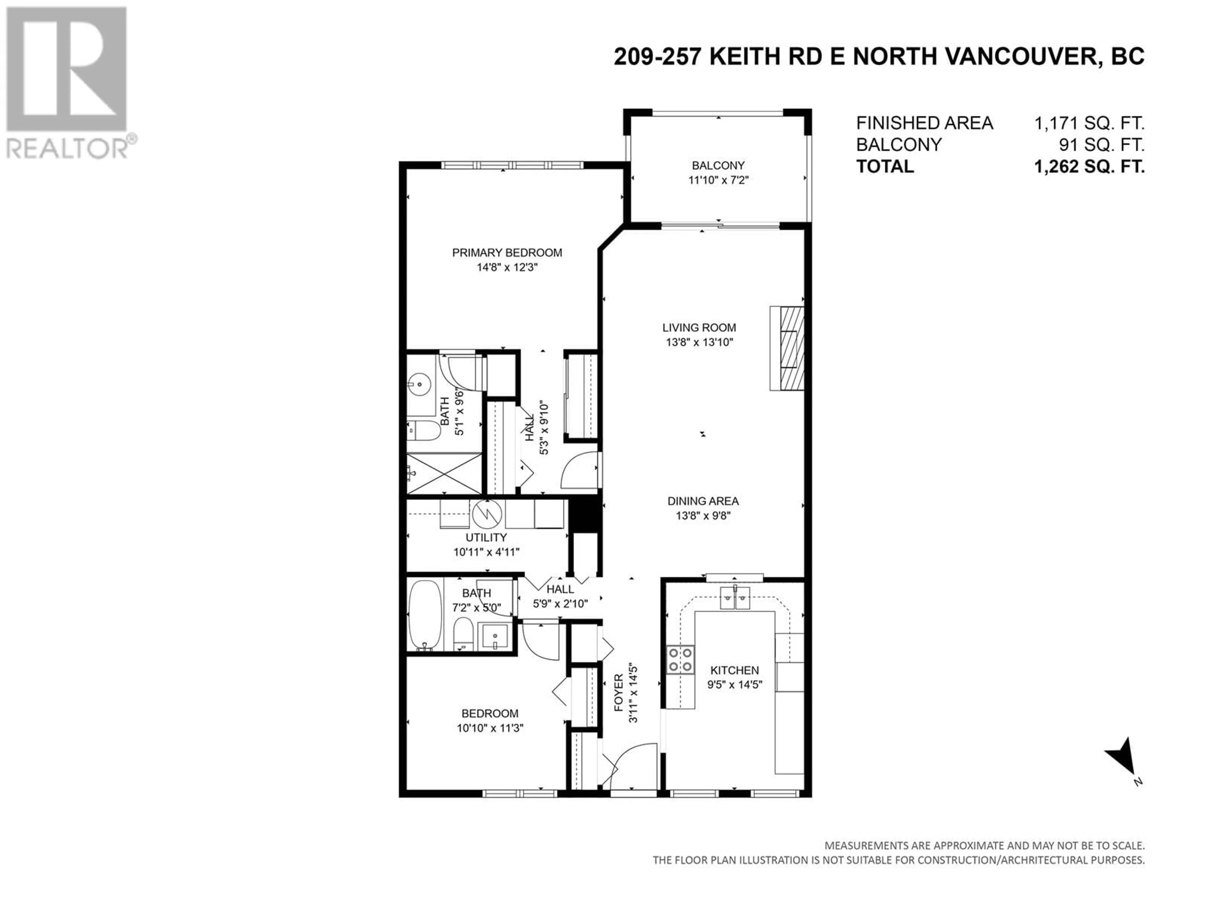 Floor plan for 209 257 E KEITH ROAD, North Vancouver British Columbia V7L1V4