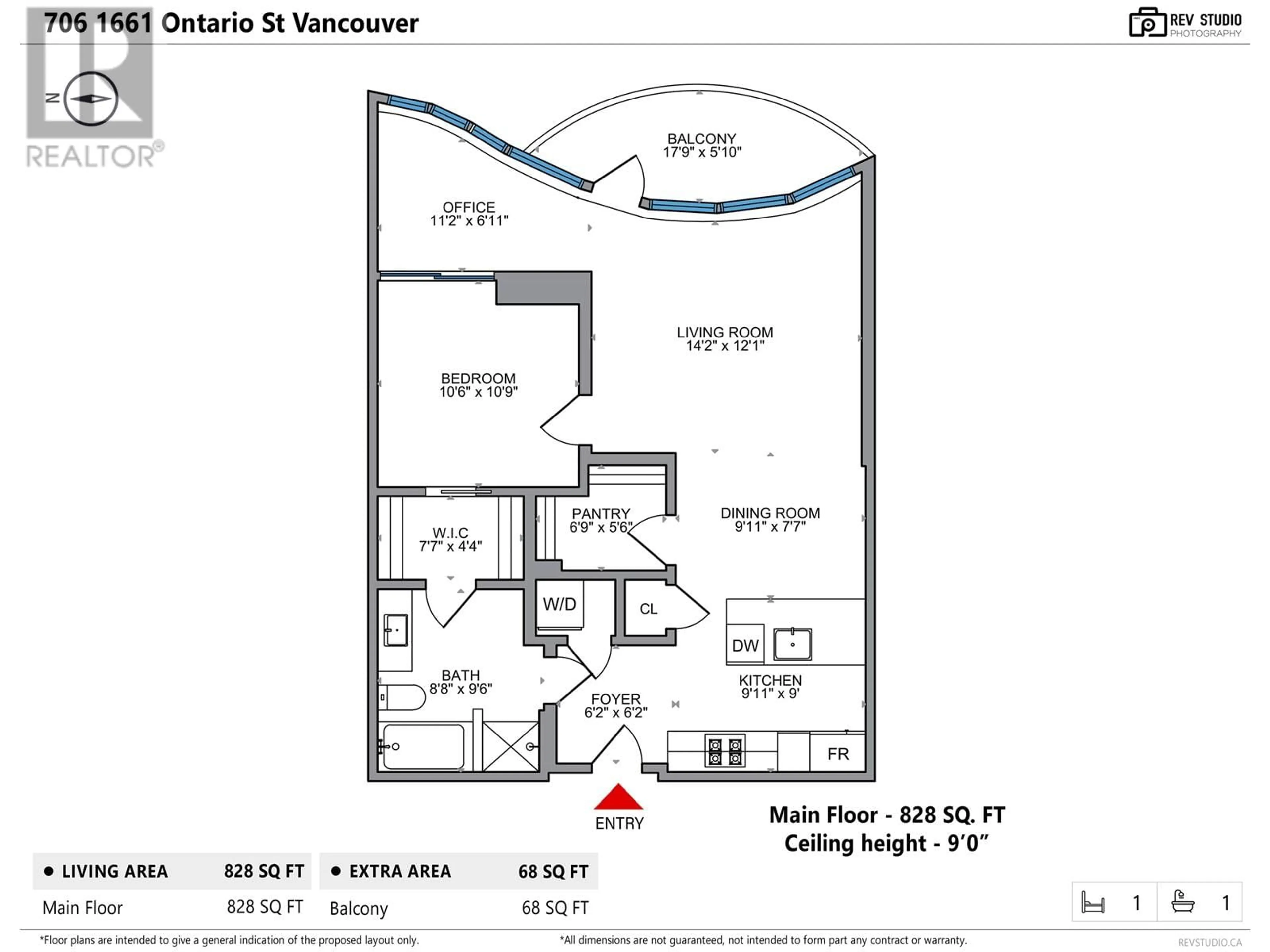 Floor plan for 706 1661 ONTARIO STREET, Vancouver British Columbia V5Y0C3