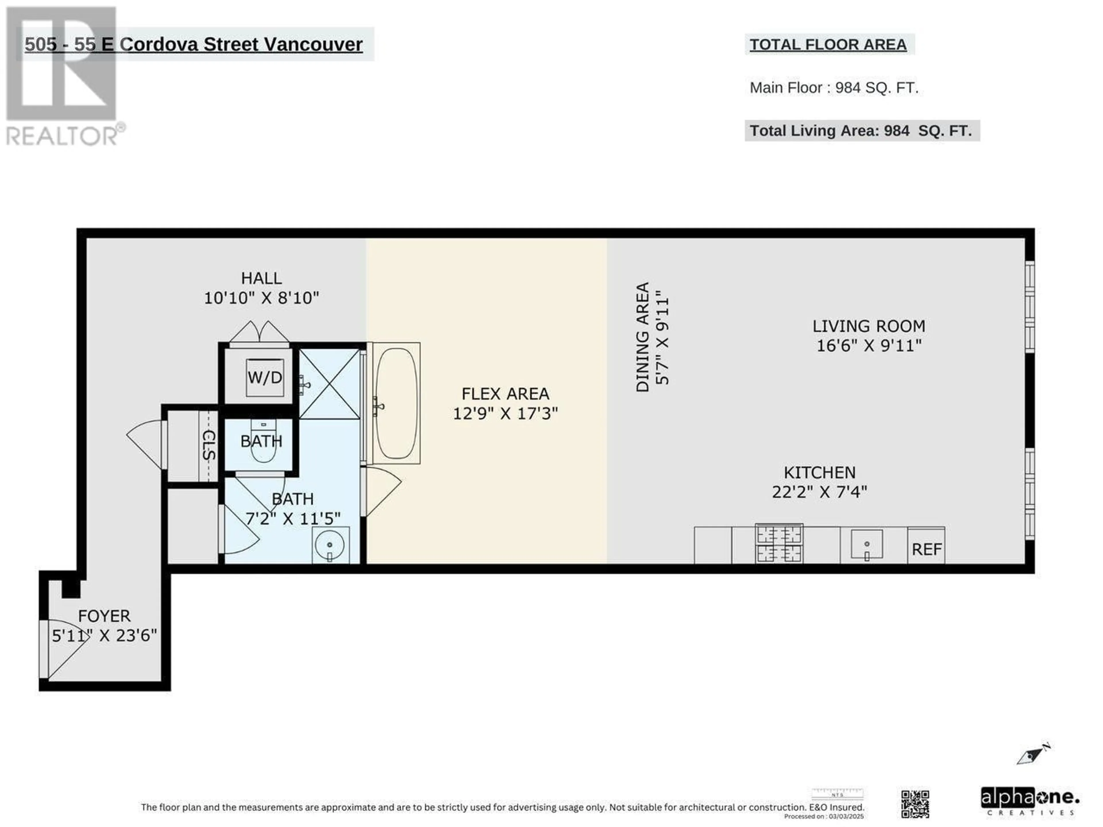 Floor plan for 505 - 55 CORDOVA STREET, Vancouver British Columbia V6A0A5