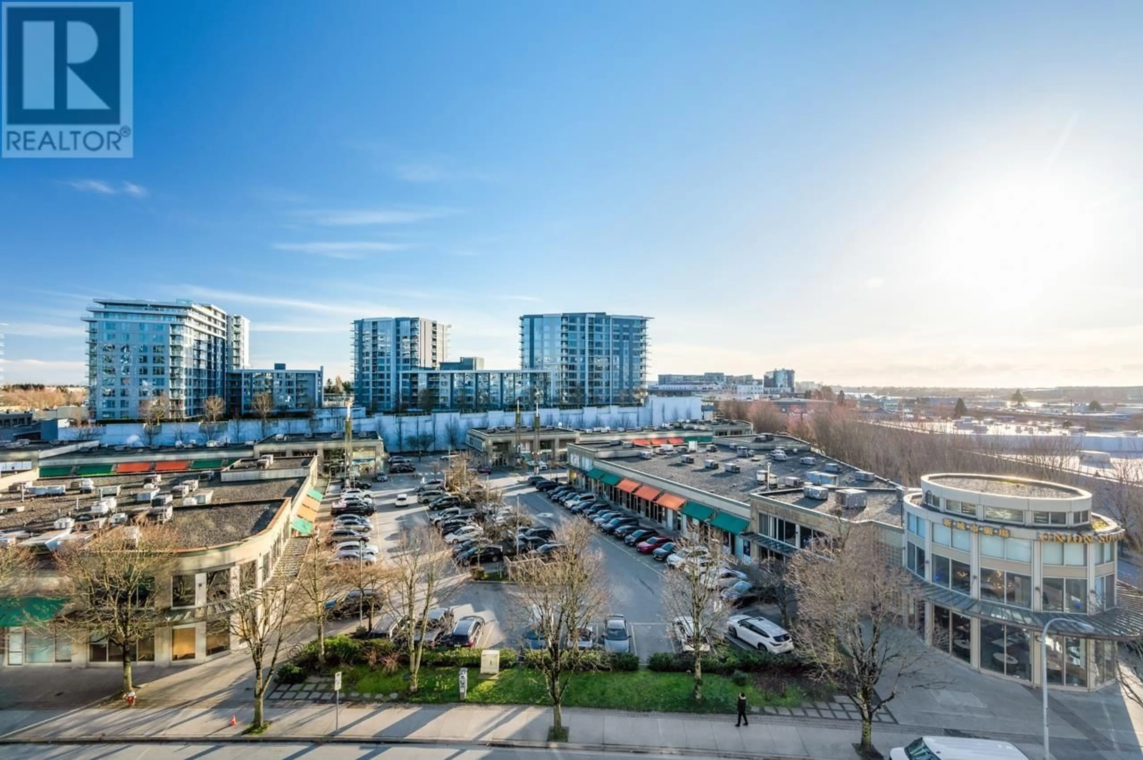 A pic from outside/outdoor area/front of a property/back of a property/a pic from drone, city buildings view from balcony for 603 - 8555 CAPSTAN WAY, Richmond British Columbia V6X0W1