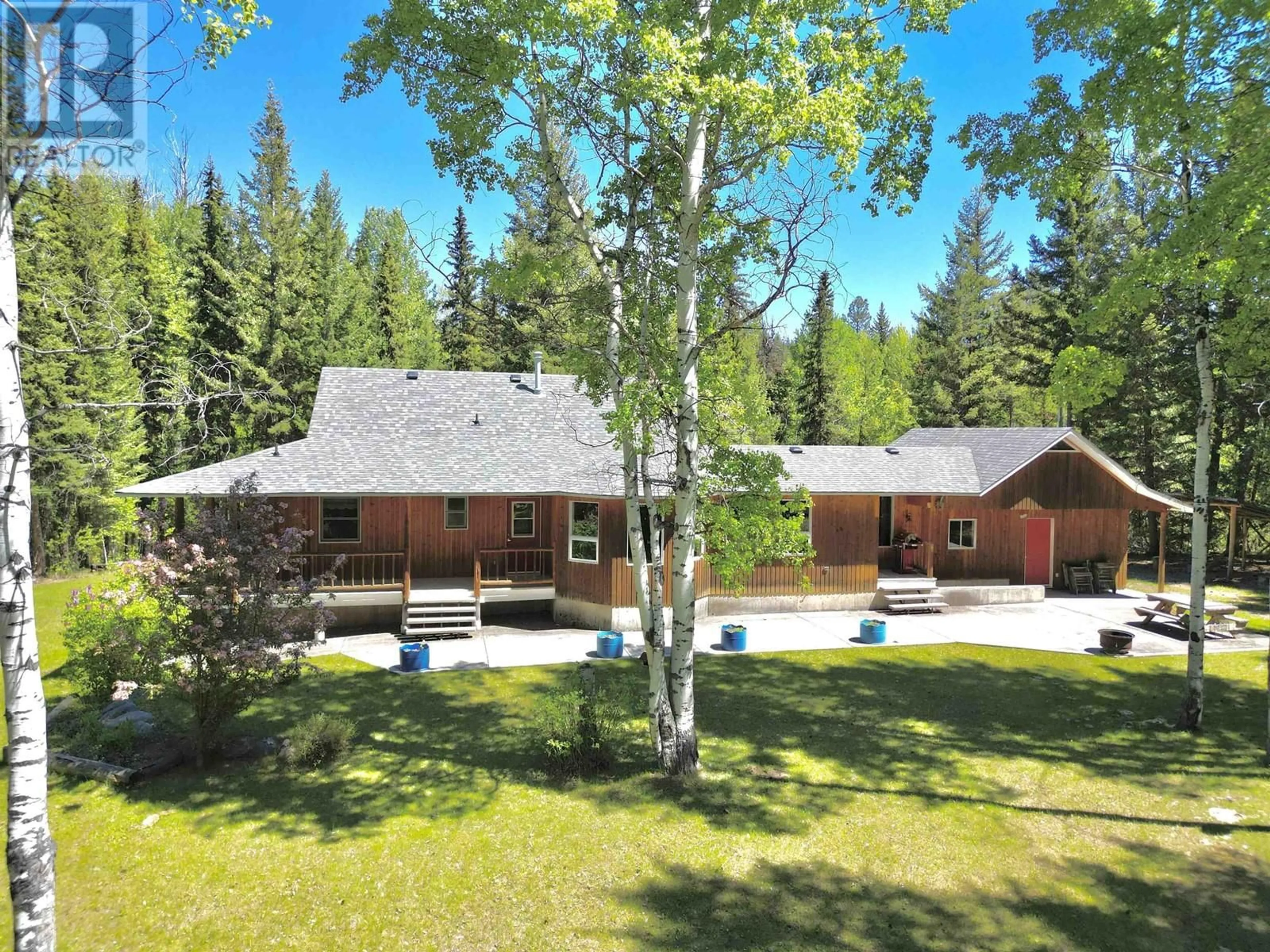 A pic from outside/outdoor area/front of a property/back of a property/a pic from drone, forest/trees view for 3338 PIGEON ROAD, 150 Mile House British Columbia V0K2G0