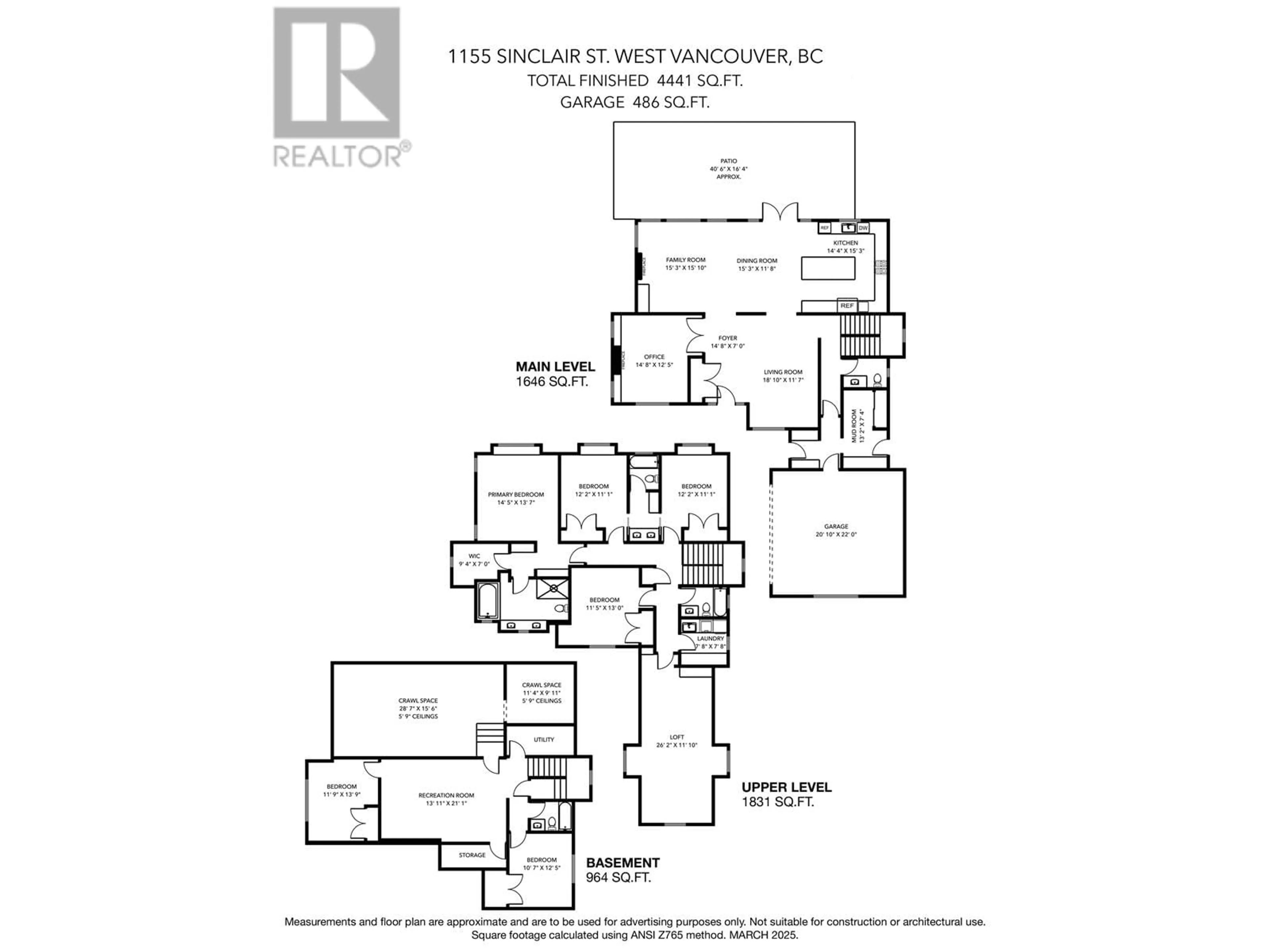 Floor plan for 1155 SINCLAIR STREET, West Vancouver British Columbia V7V3W3