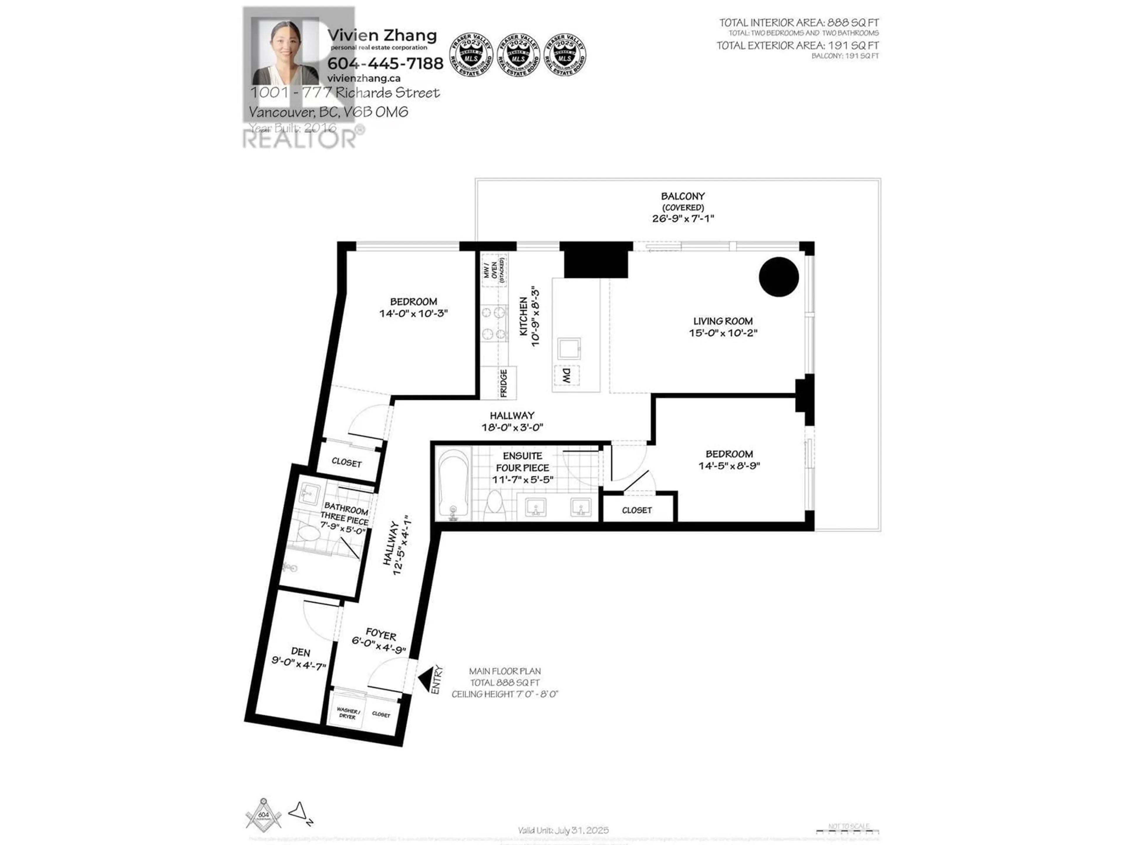 Floor plan for 1001 777 RICHARDS STREET, Vancouver British Columbia V6B0M6