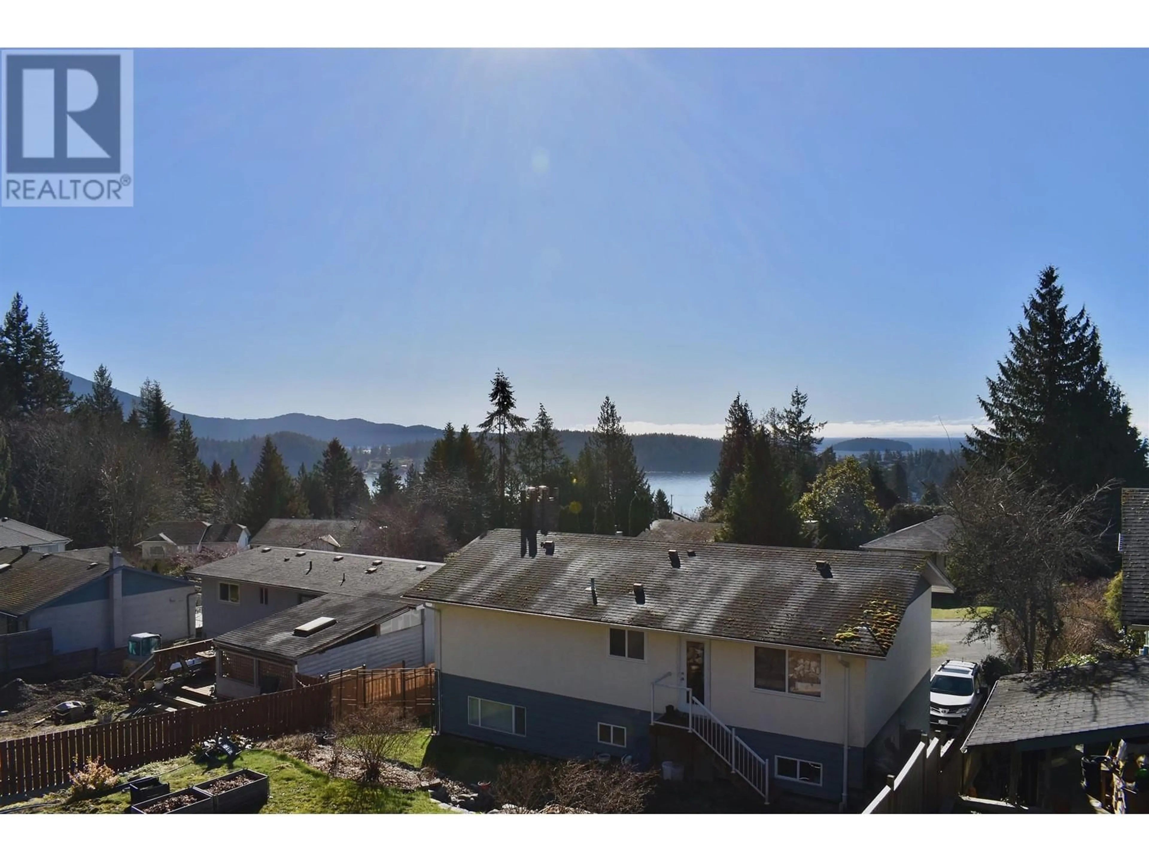 A pic from outside/outdoor area/front of a property/back of a property/a pic from drone, water/lake/river/ocean view for 714 CRUCIL ROAD, Gibsons British Columbia V0N1V9