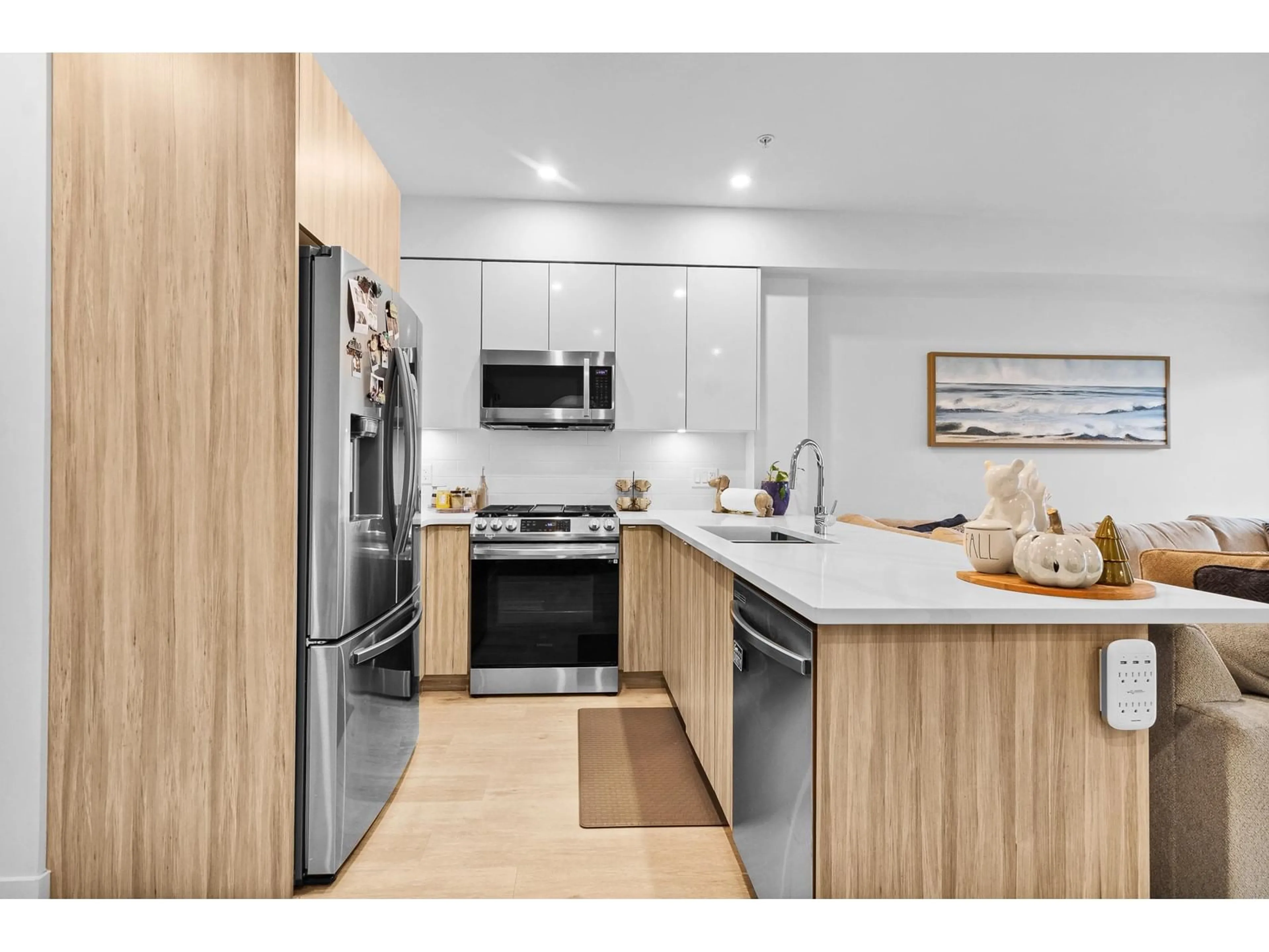 Open concept kitchen, wood/laminate floor for 210 - 2649 JAMES, Abbotsford British Columbia V2T0K2