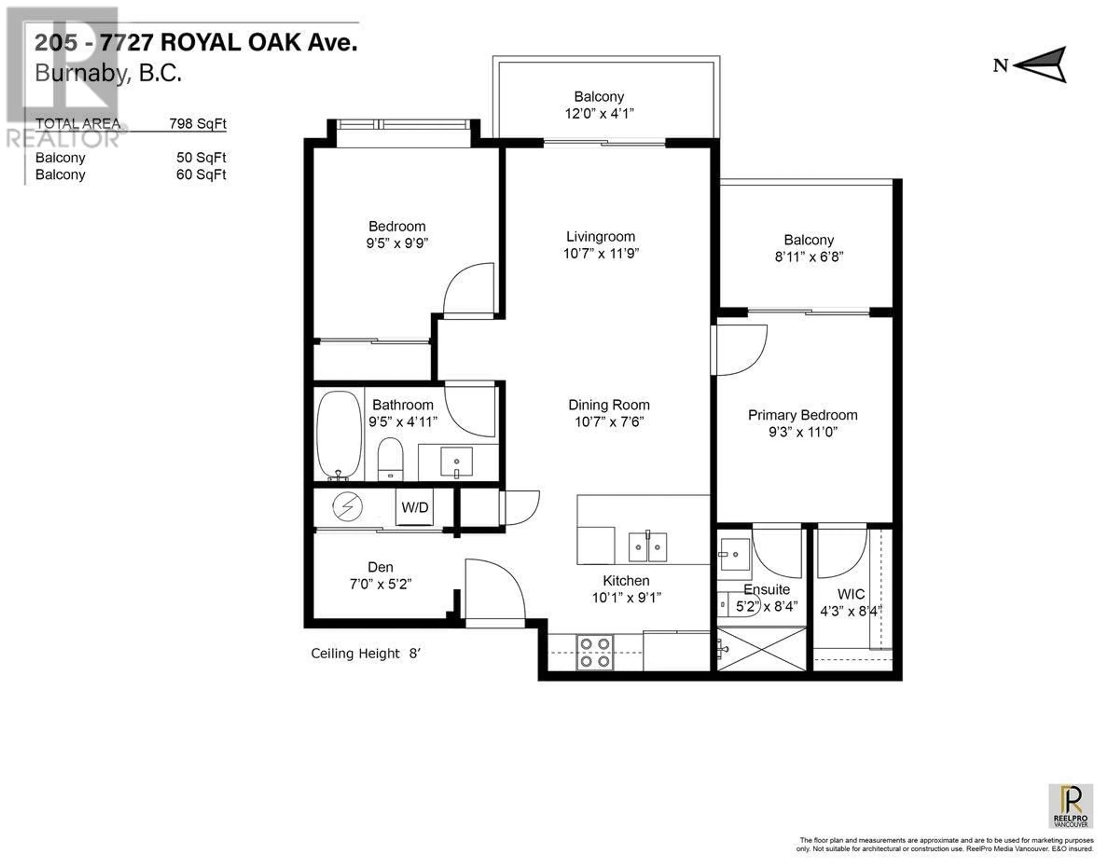 Floor plan for 205 7727 ROYAL OAK AVENUE, Burnaby British Columbia V5J4K2