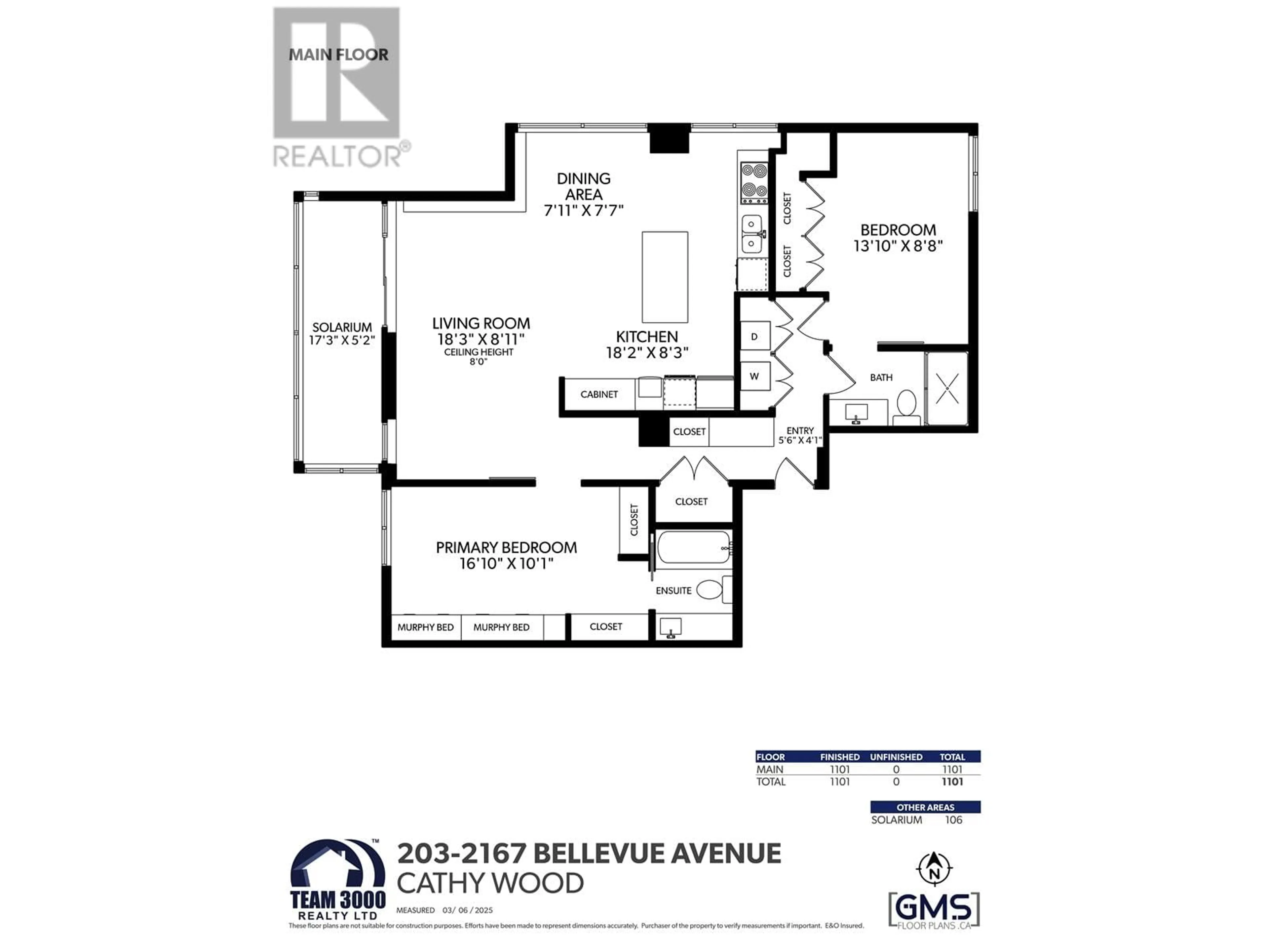 Floor plan for 203 2167 BELLEVUE AVENUE, West Vancouver British Columbia V7V1C2