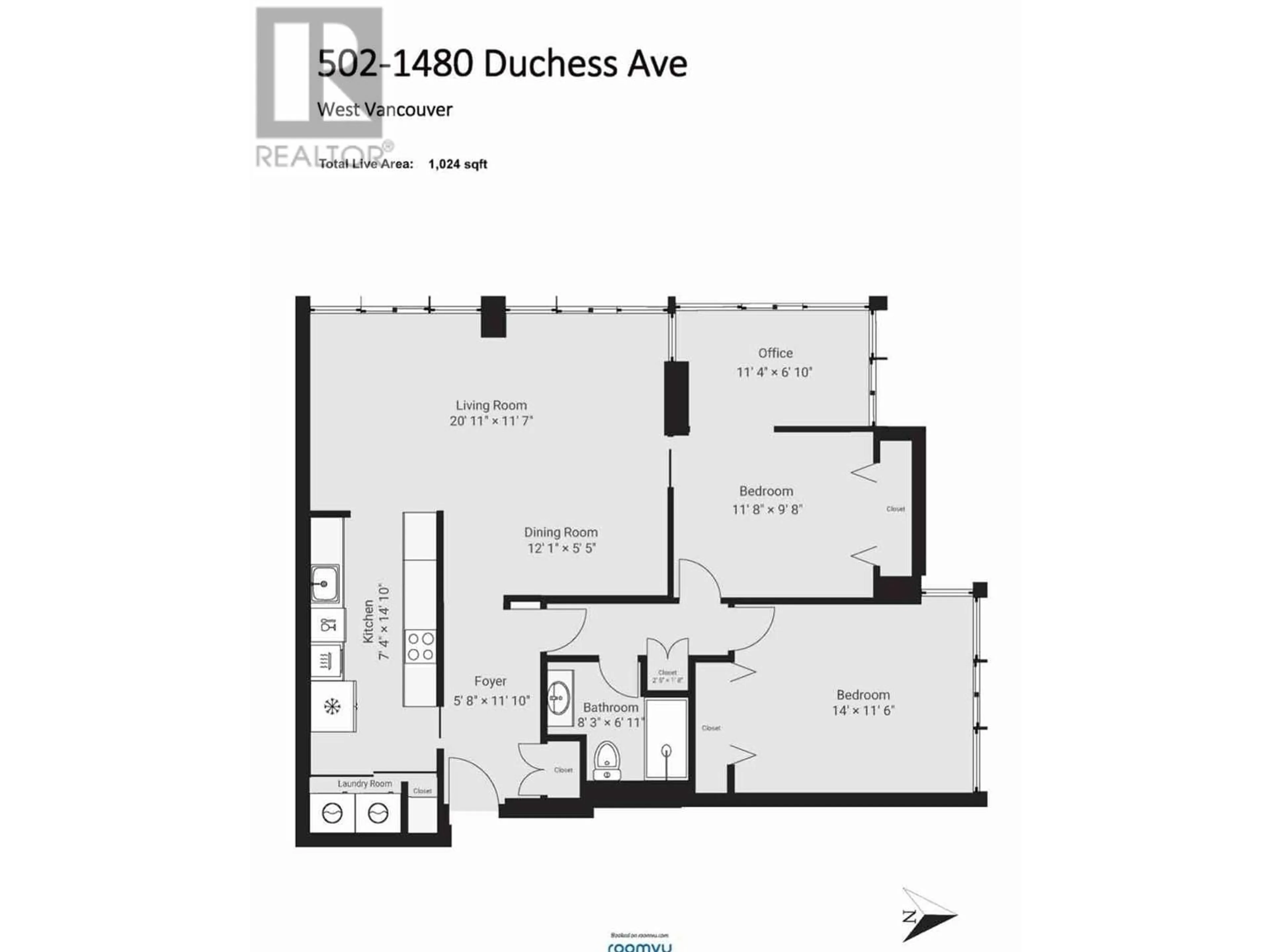 Floor plan for 502 1480 DUCHESS AVENUE, West Vancouver British Columbia V7T2W2