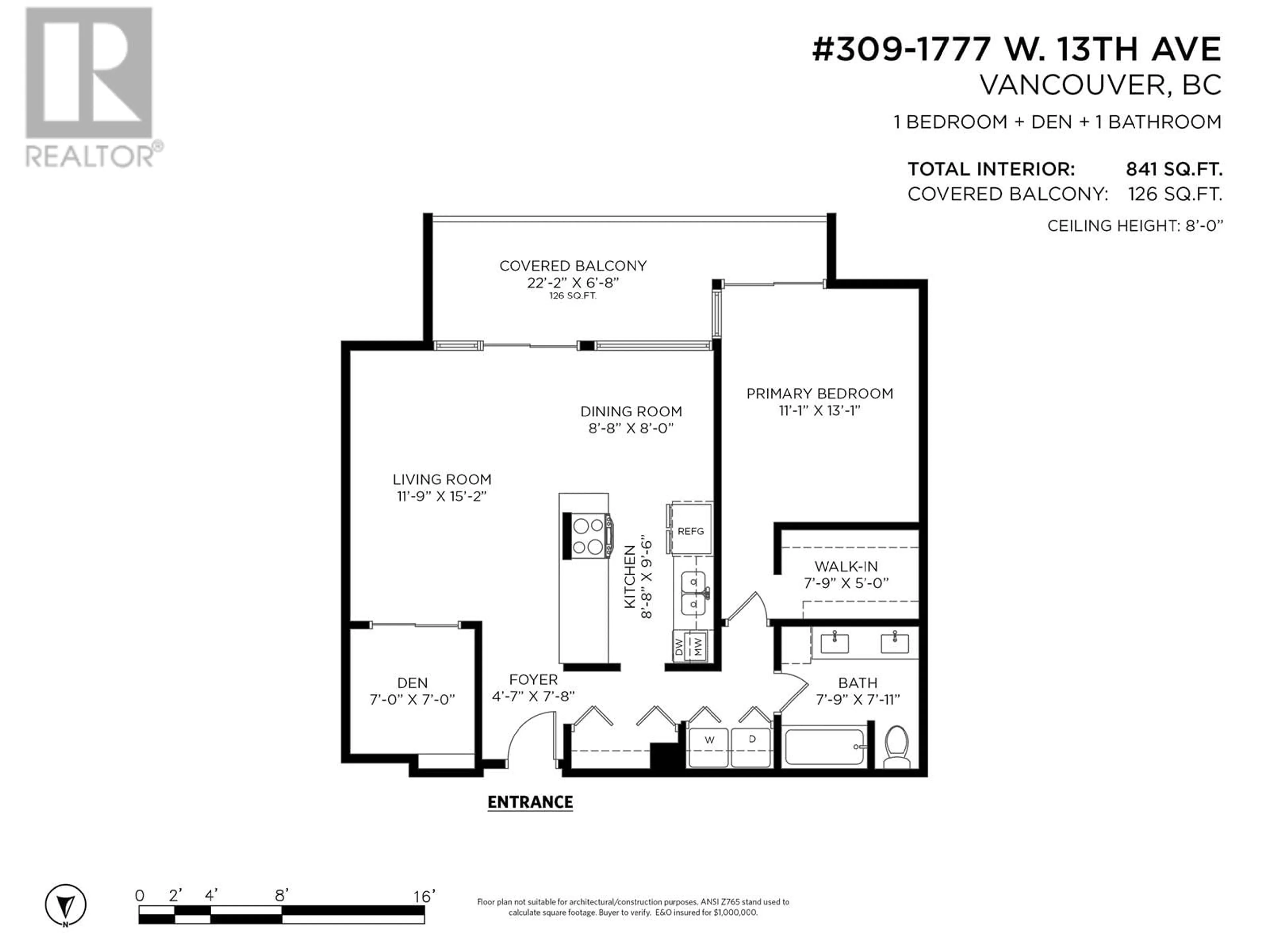 Floor plan for 309 1777 W 13TH AVENUE, Vancouver British Columbia V6J2H2