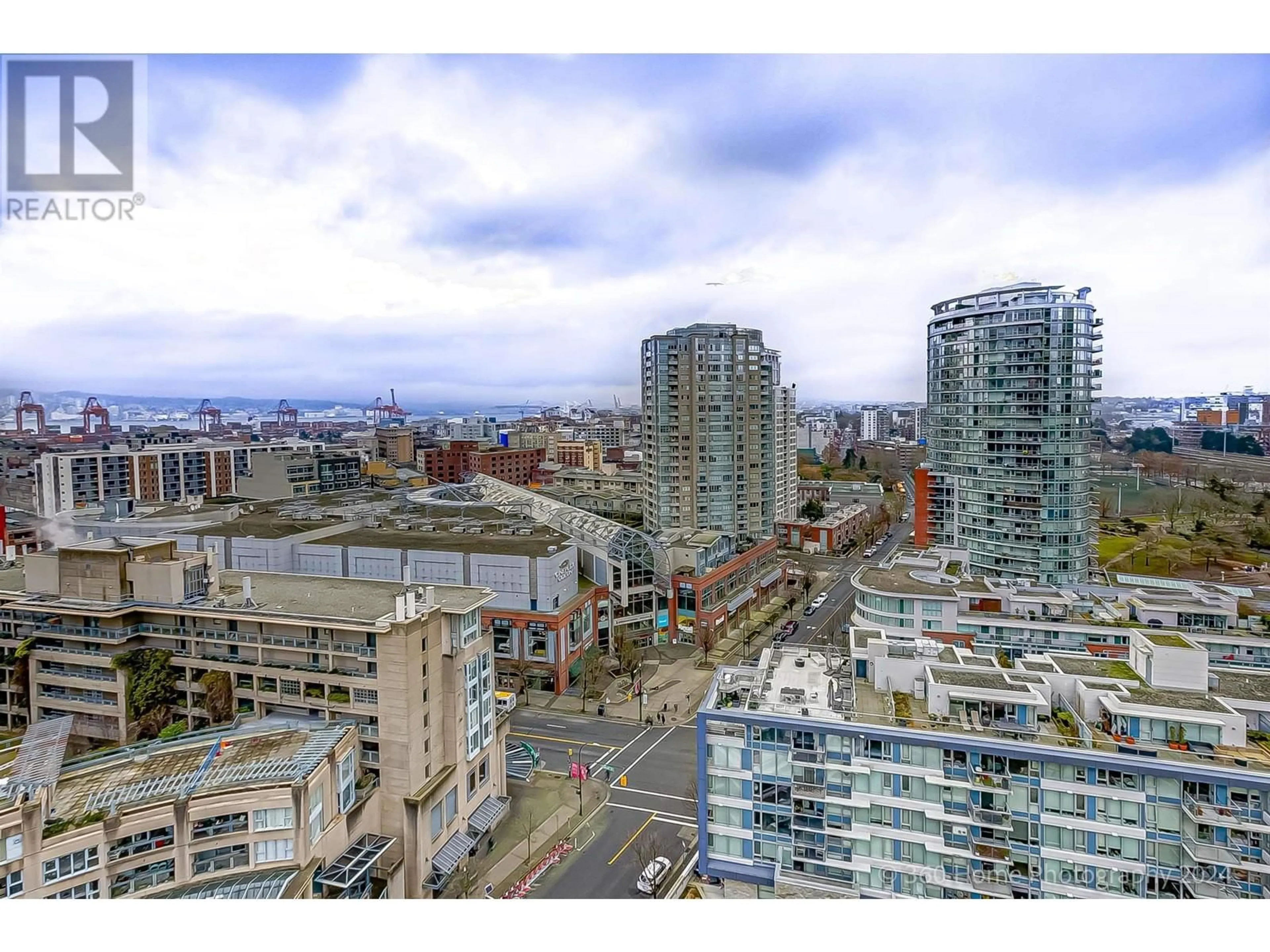 A pic from outside/outdoor area/front of a property/back of a property/a pic from drone, city buildings view from balcony for 2105 188 KEEFER PLACE, Vancouver British Columbia V6B0J1