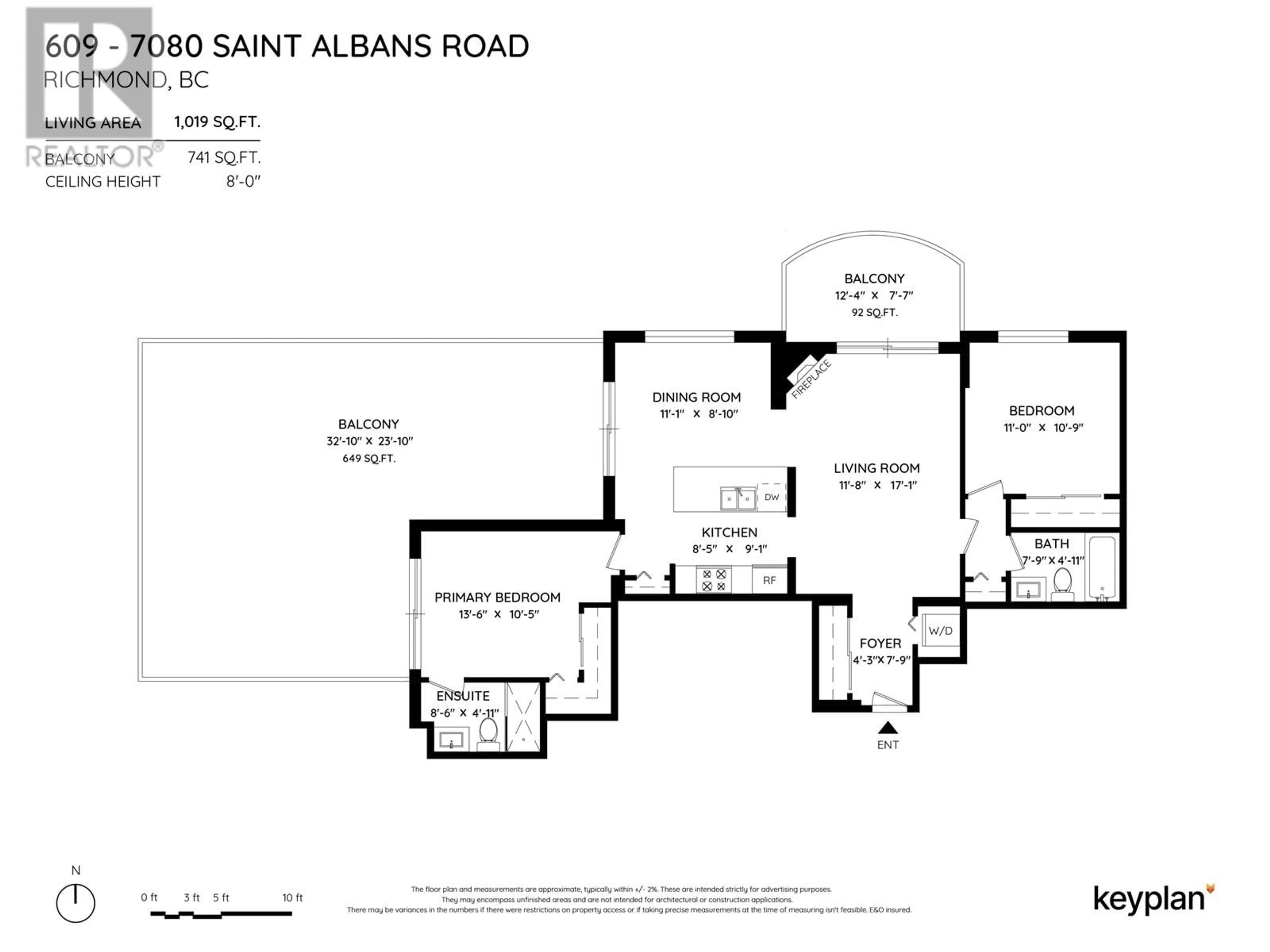 Floor plan for 609 7080 ST. ALBANS ROAD, Richmond British Columbia V6Y4E6