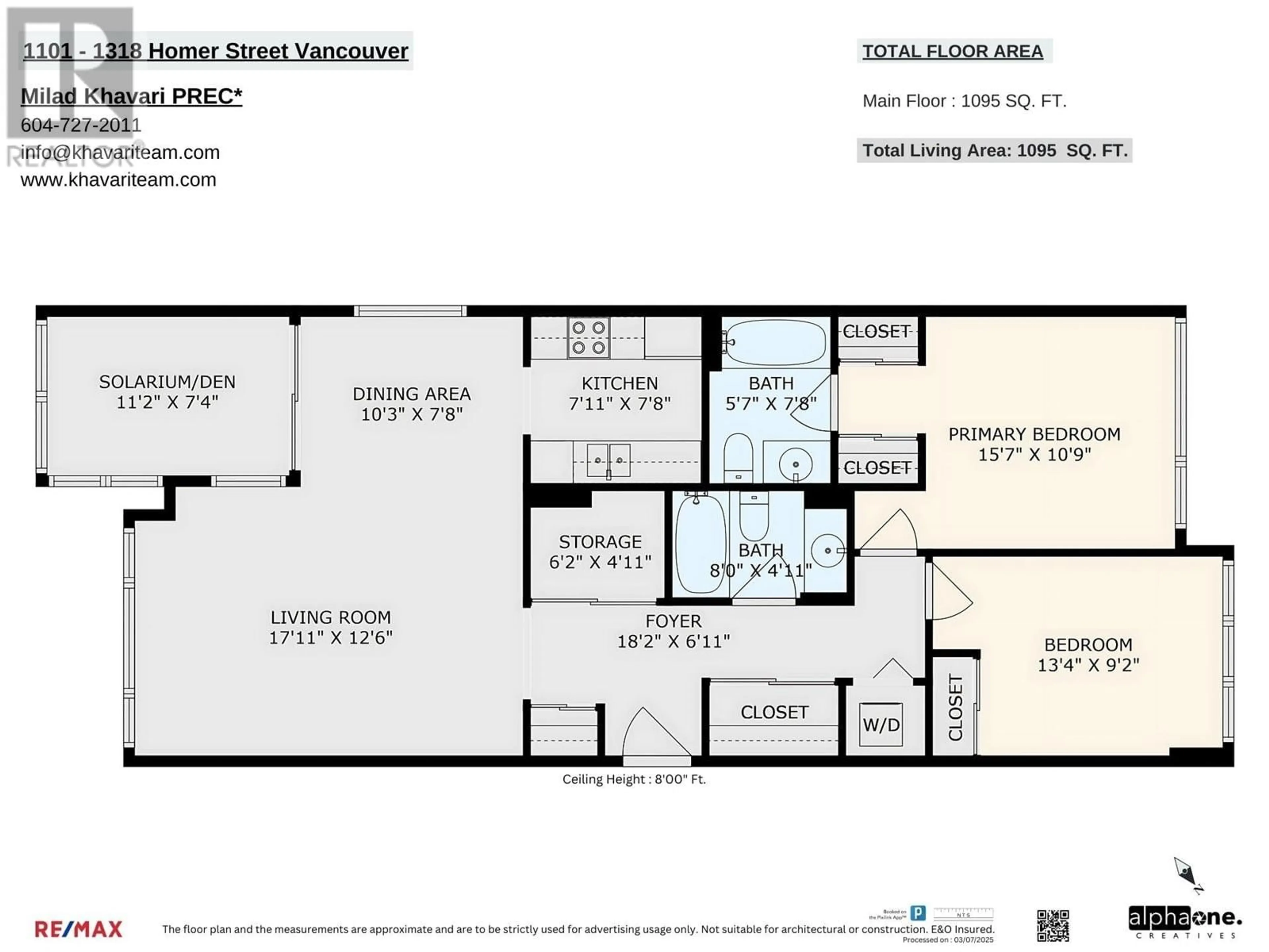 Floor plan for 1101 - 1318 HOMER STREET, Vancouver British Columbia V6B6A7