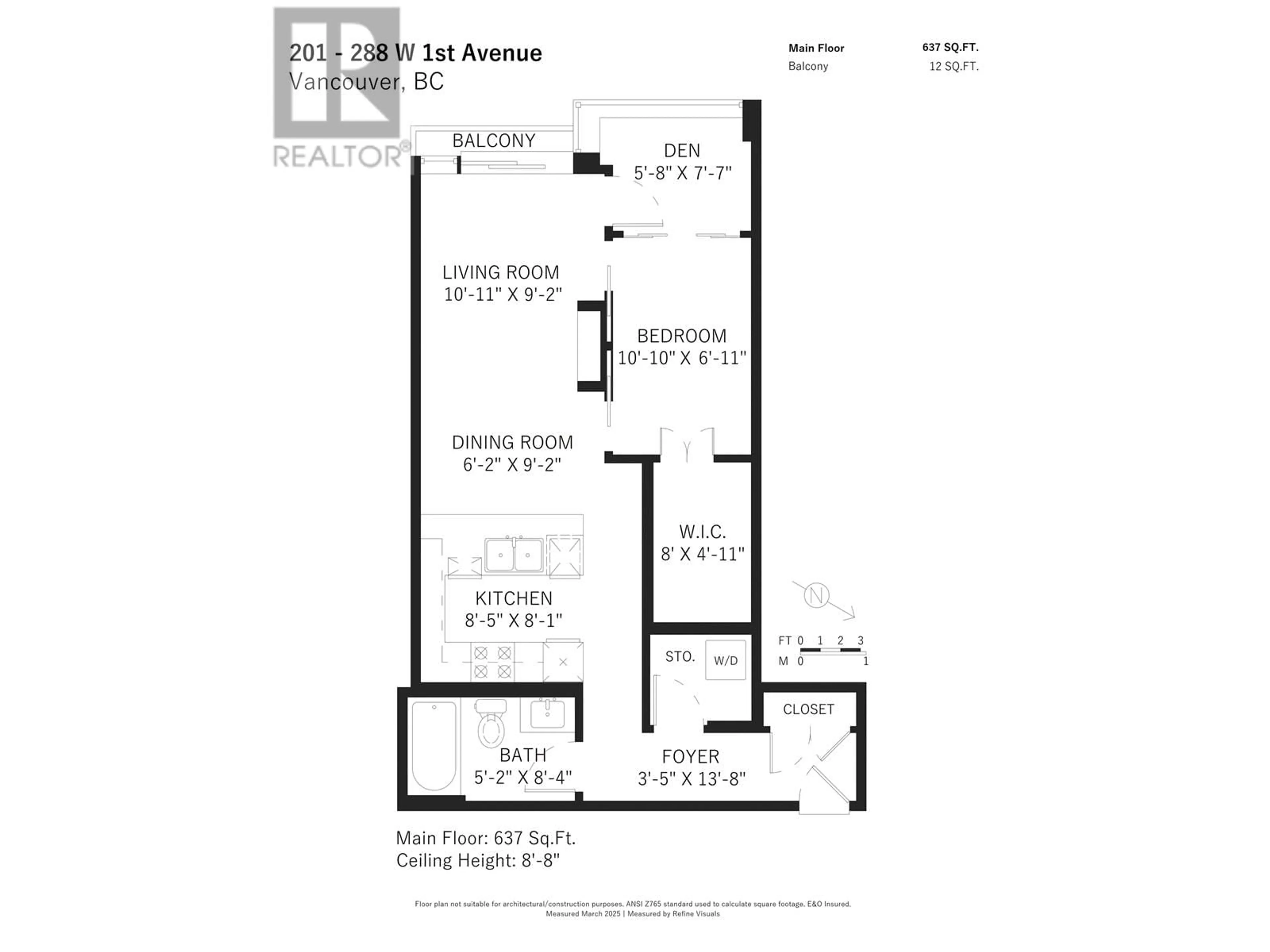 Floor plan for 201 - 288 1ST AVENUE, Vancouver British Columbia V5Y0E9