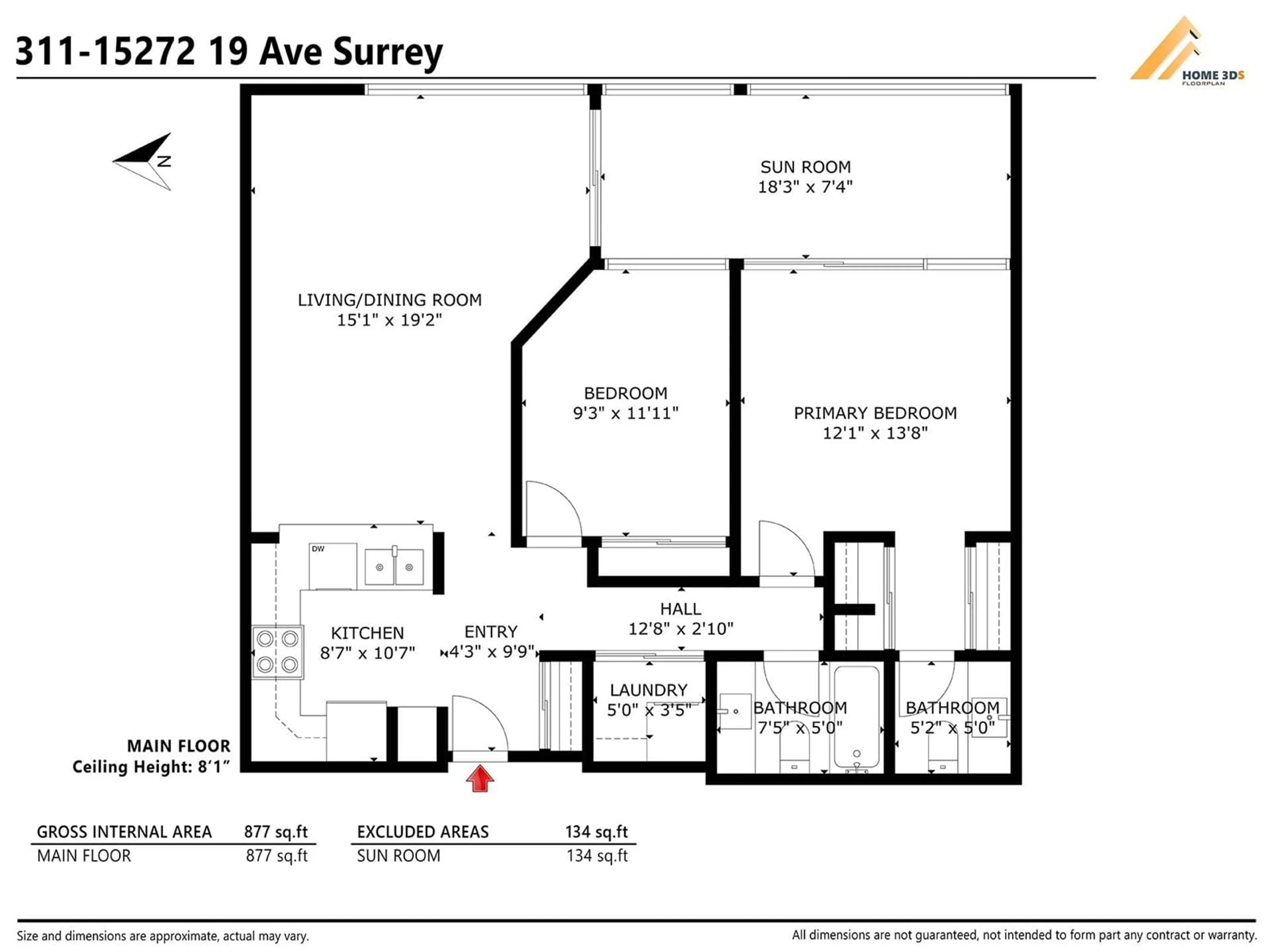 Floor plan for 311 - 15272 19, Surrey British Columbia V4A1X6