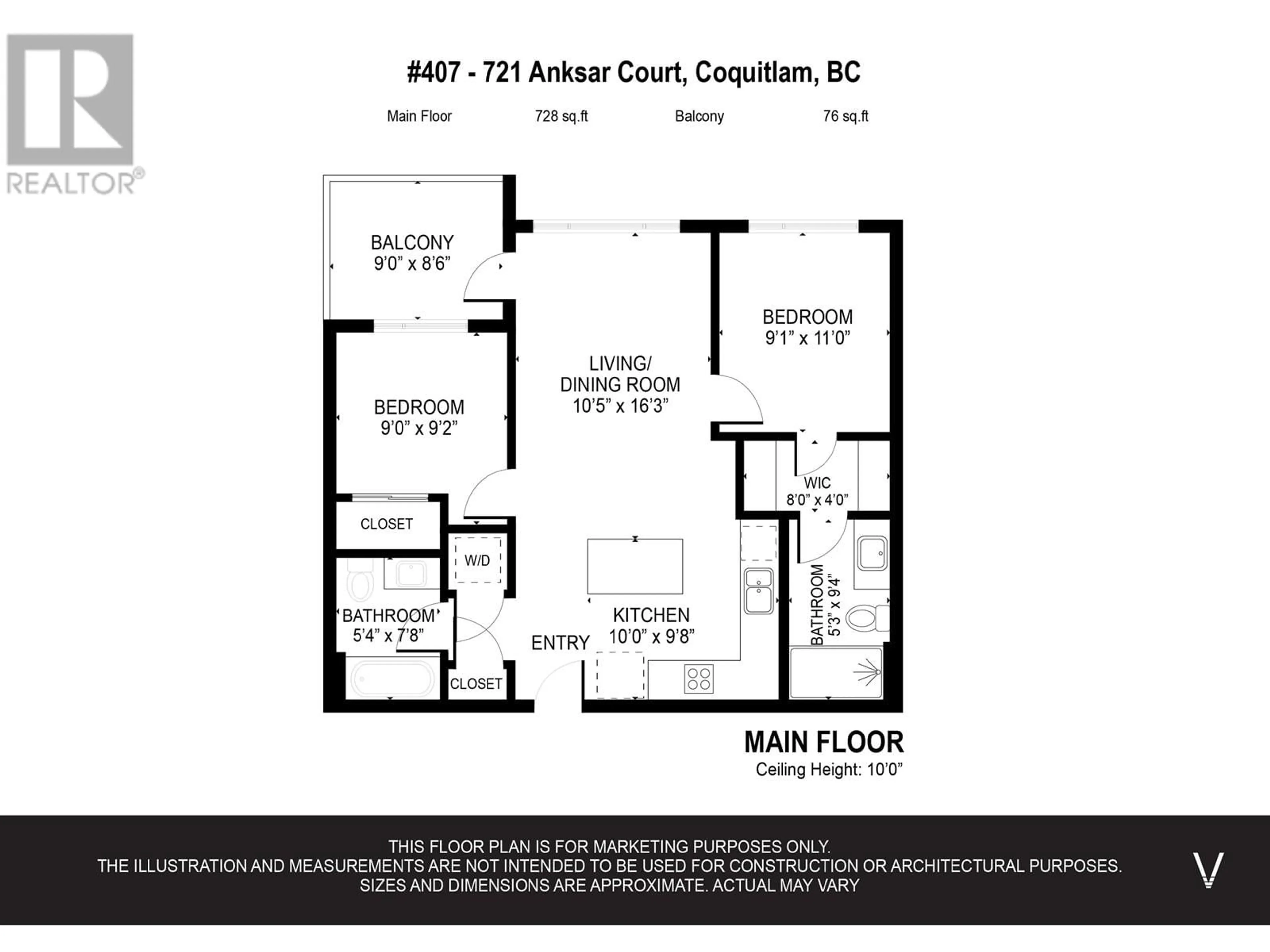 Floor plan for 407 721 ANSKAR COURT, Coquitlam British Columbia V3J0L4