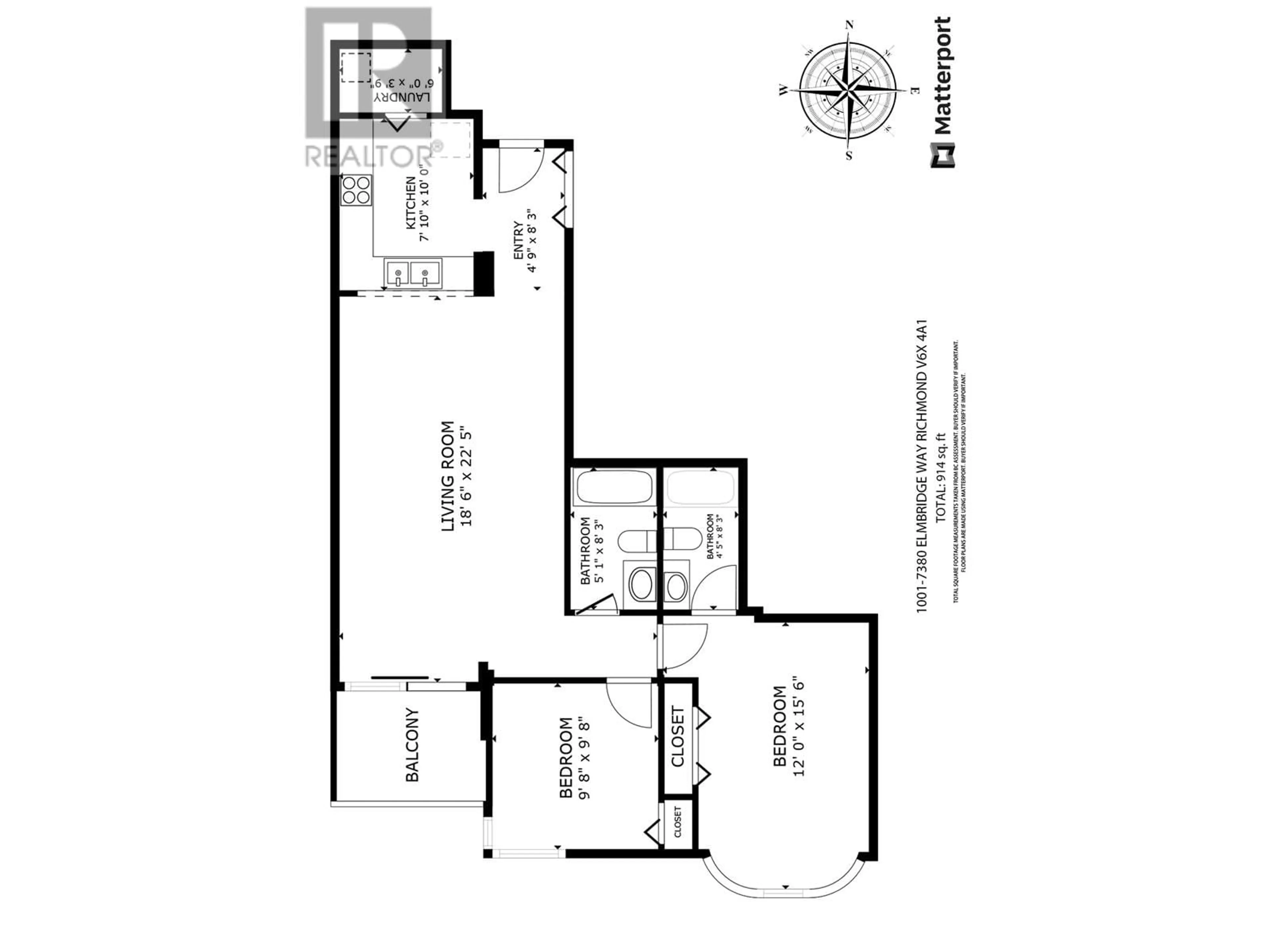 Floor plan for 1001 - 7380 ELMBRIDGE WAY, Richmond British Columbia V6X4A1