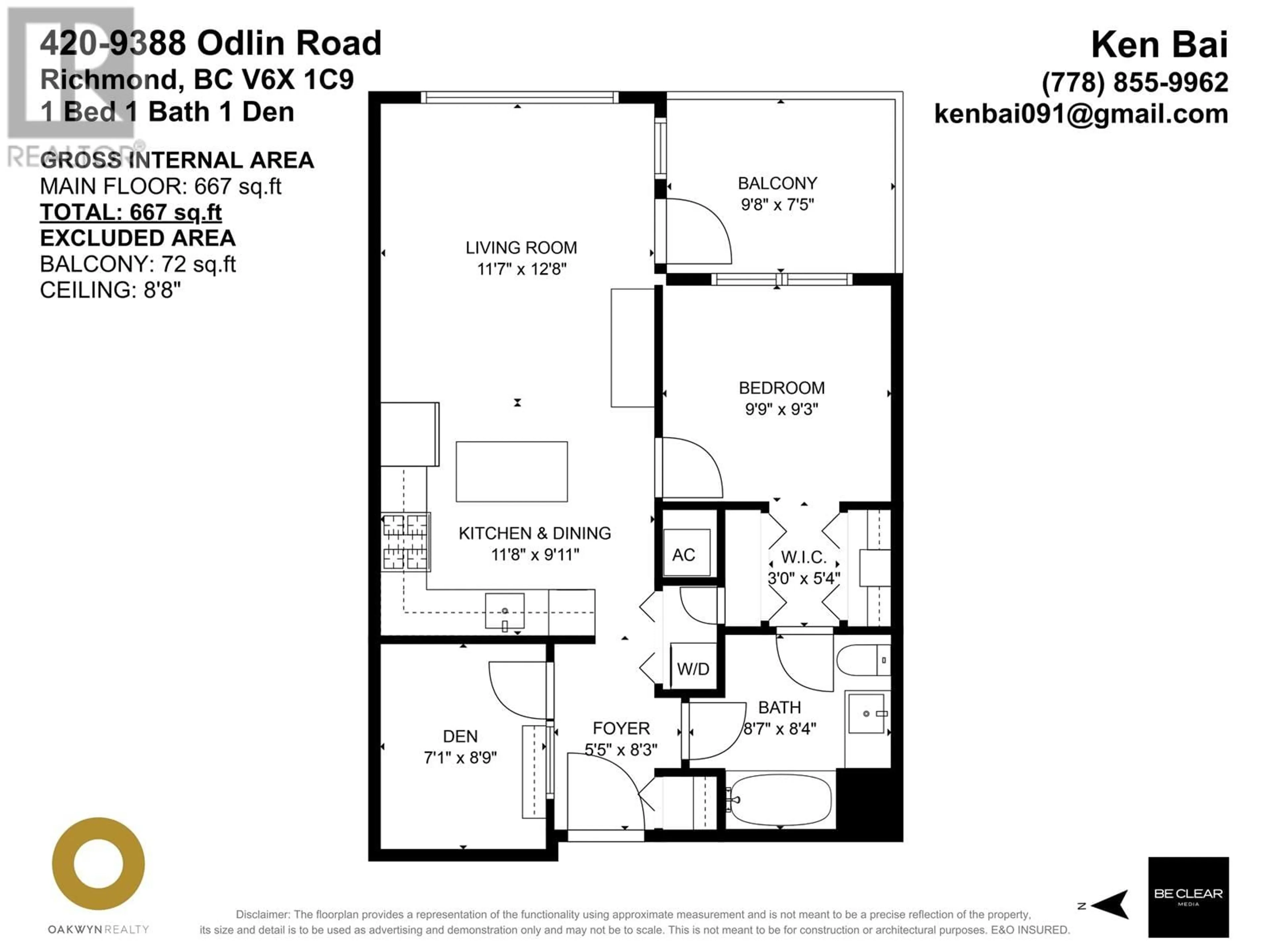 Floor plan for 420 - 9388 ODLIN ROAD, Richmond British Columbia V6X0L5