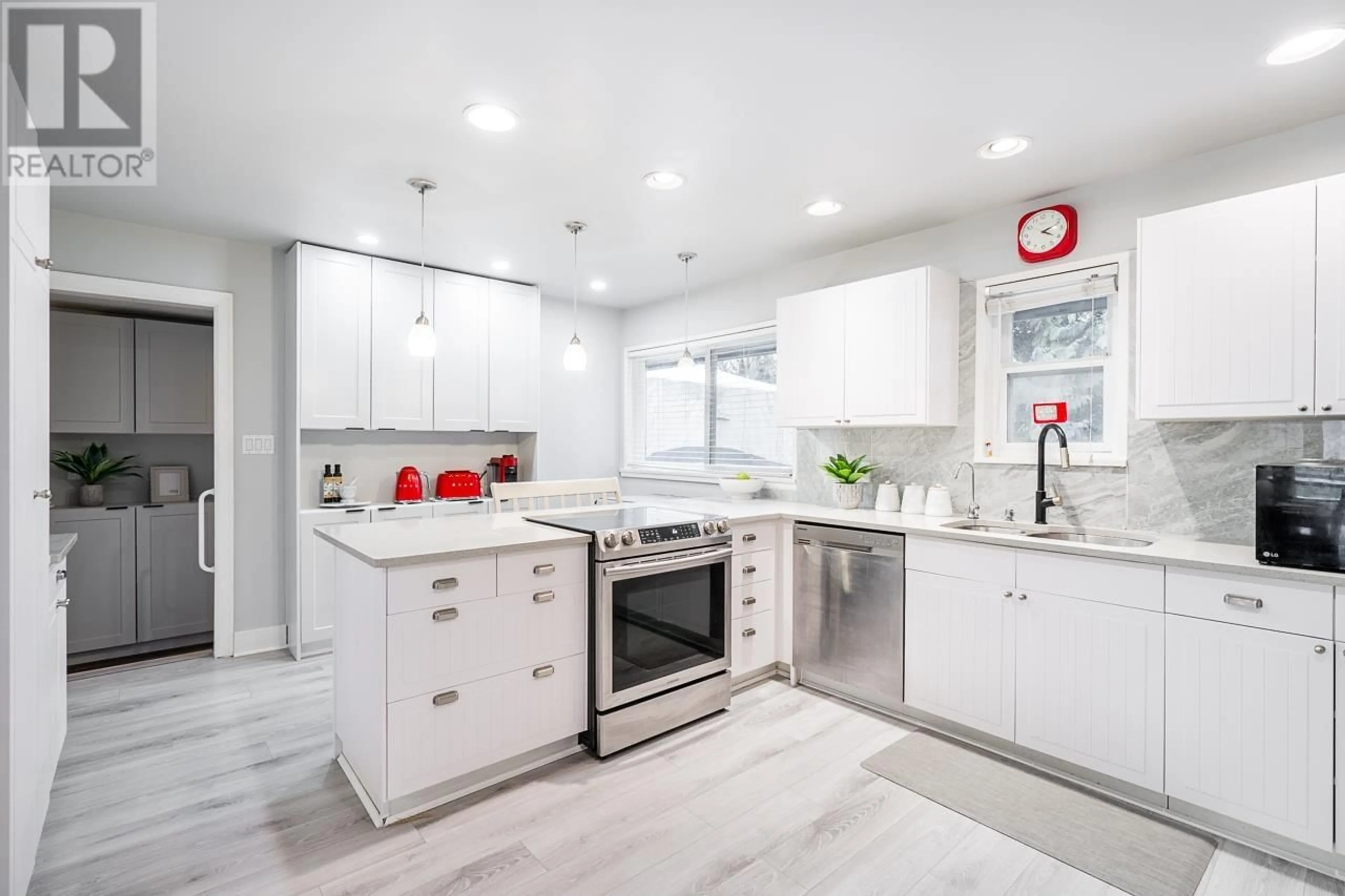 Contemporary kitchen, ceramic/tile floor for 1050 COMO LAKE AVENUE, Coquitlam British Columbia V3J3N8