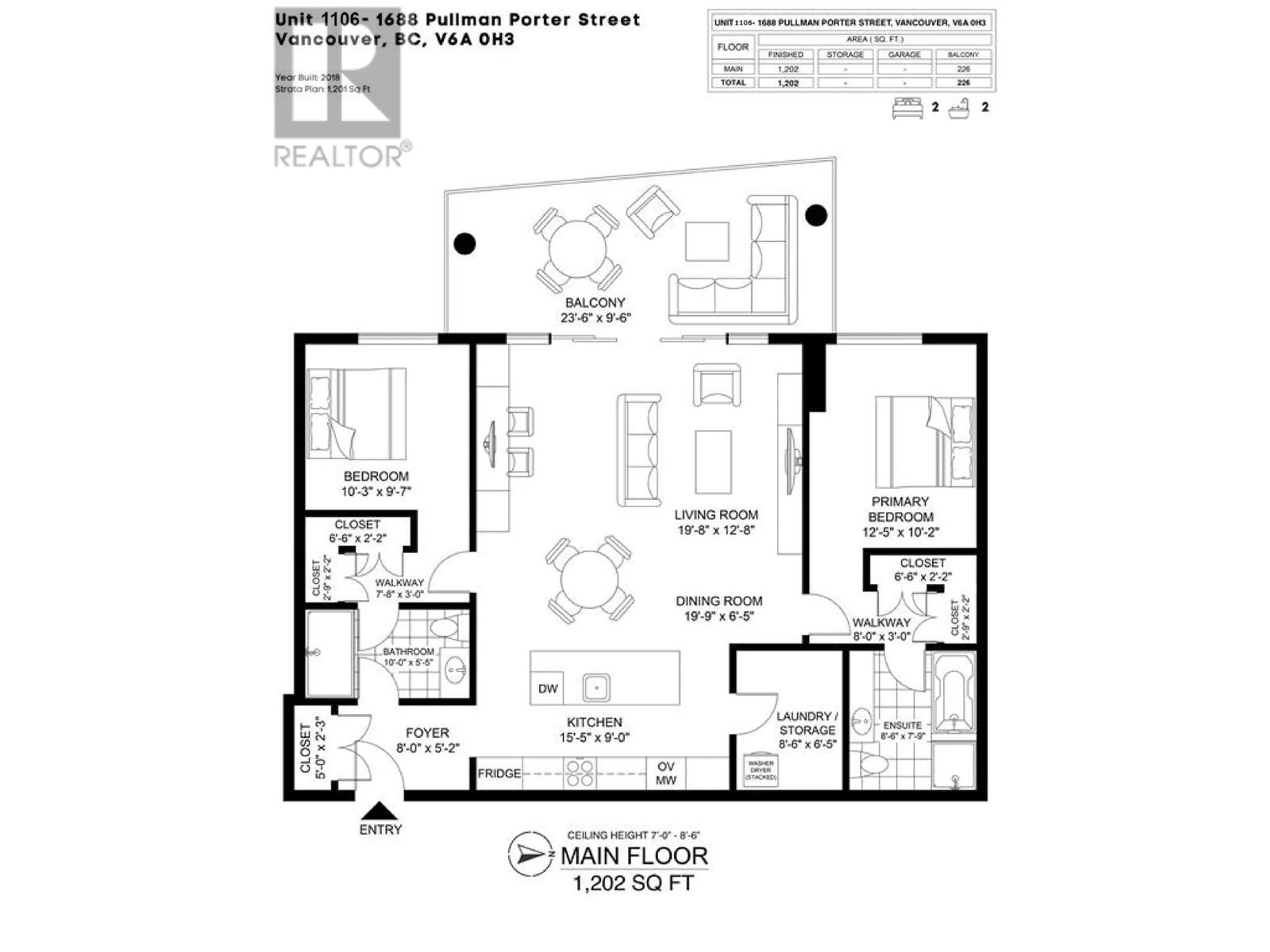 Floor plan for 1106 - 1688 PULLMAN PORTER STREET, Vancouver British Columbia V6A0H3