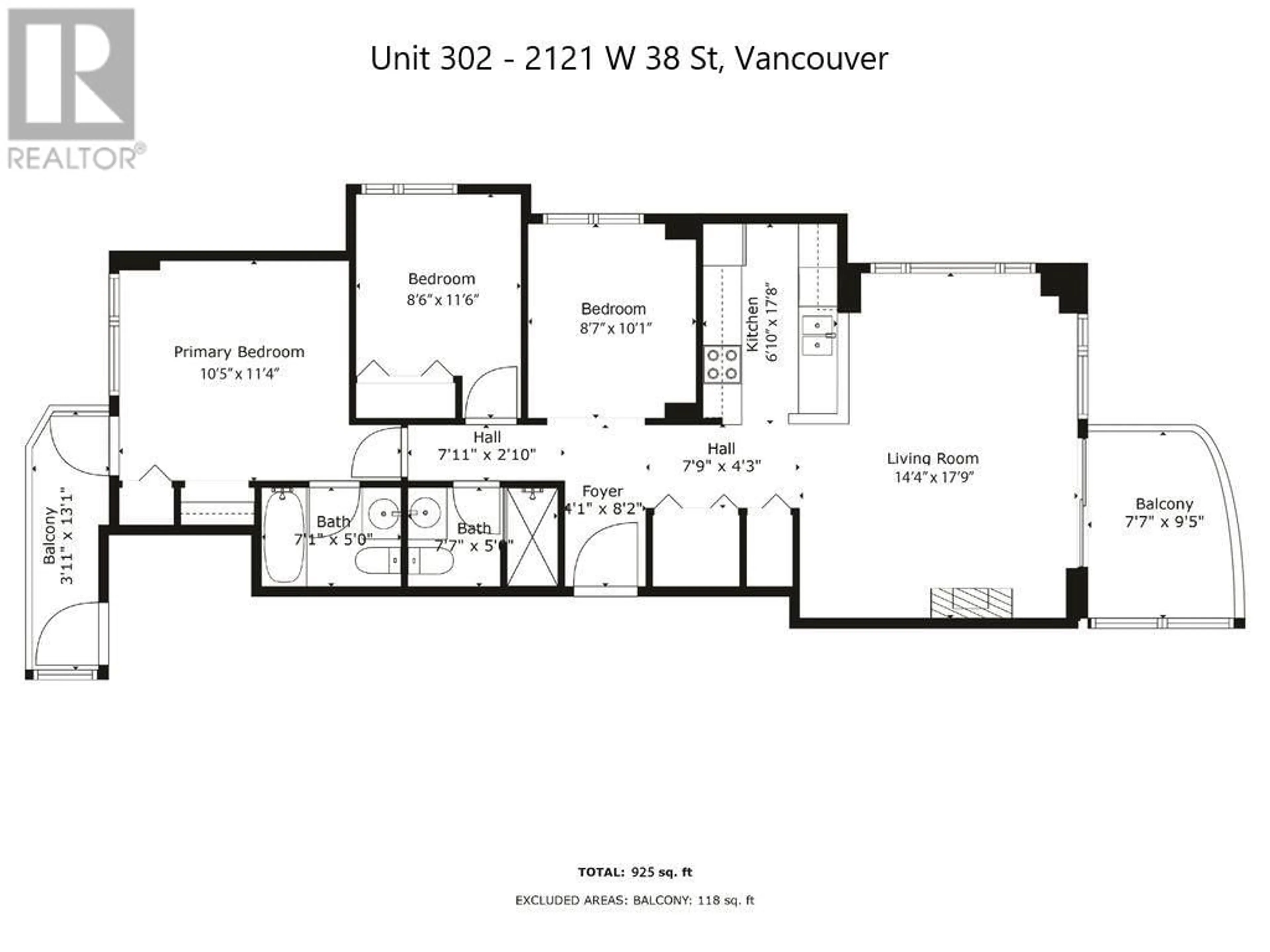 Floor plan for 302 2121 W 38TH AVENUE, Vancouver British Columbia V6M1R8