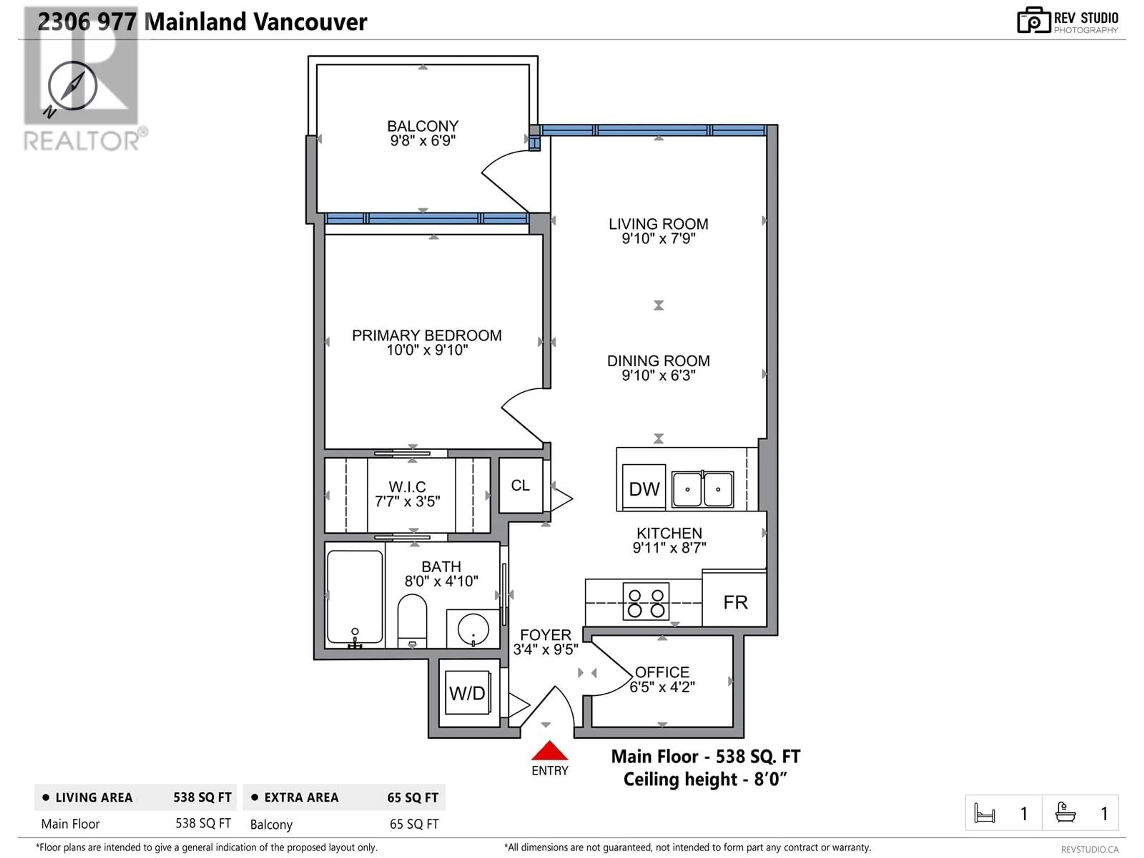 Floor plan for 2306 977 MAINLAND STREET, Vancouver British Columbia V6B1T2