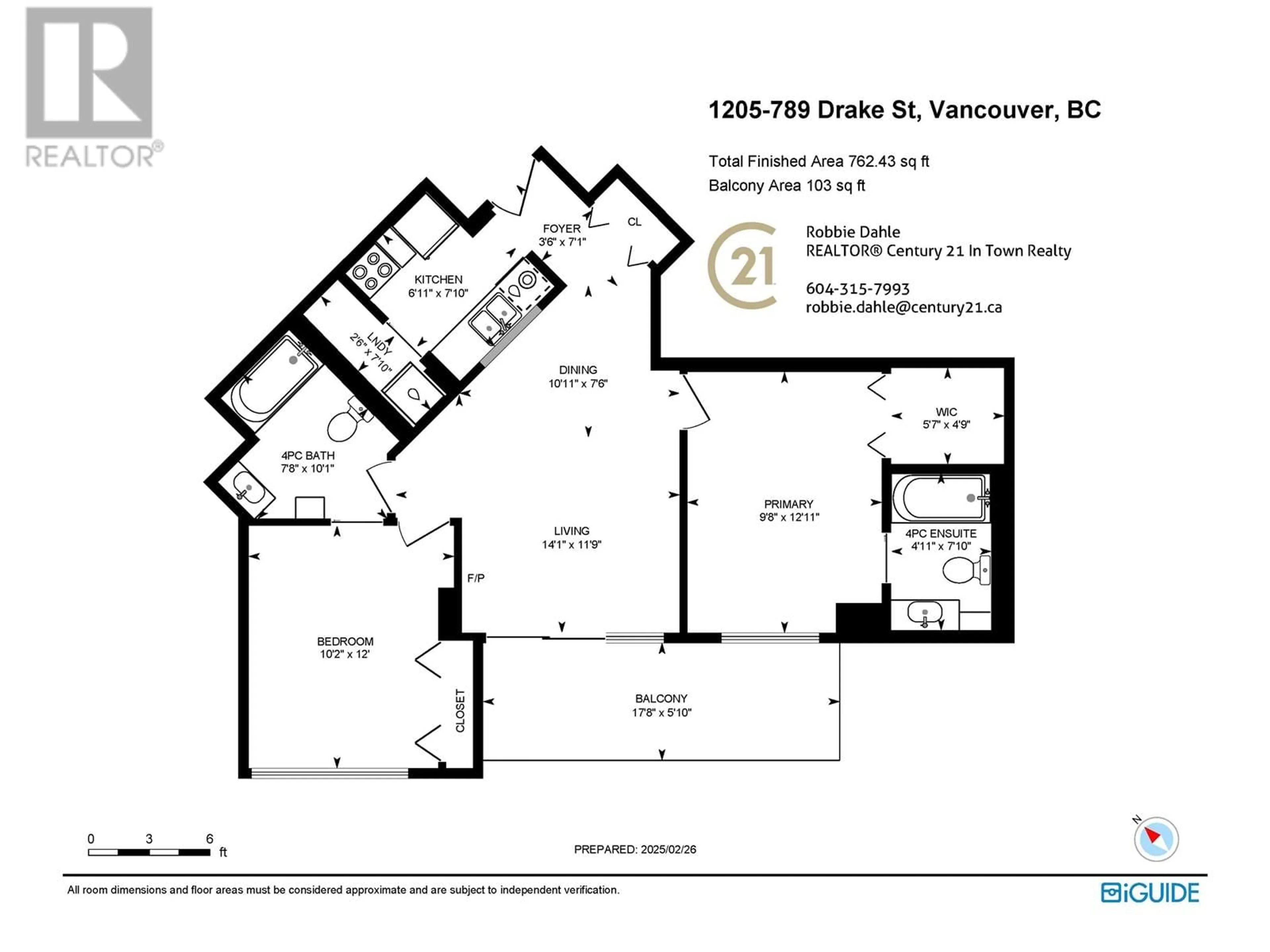 Floor plan for 1205 789 DRAKE STREET, Vancouver British Columbia V6Z2N7