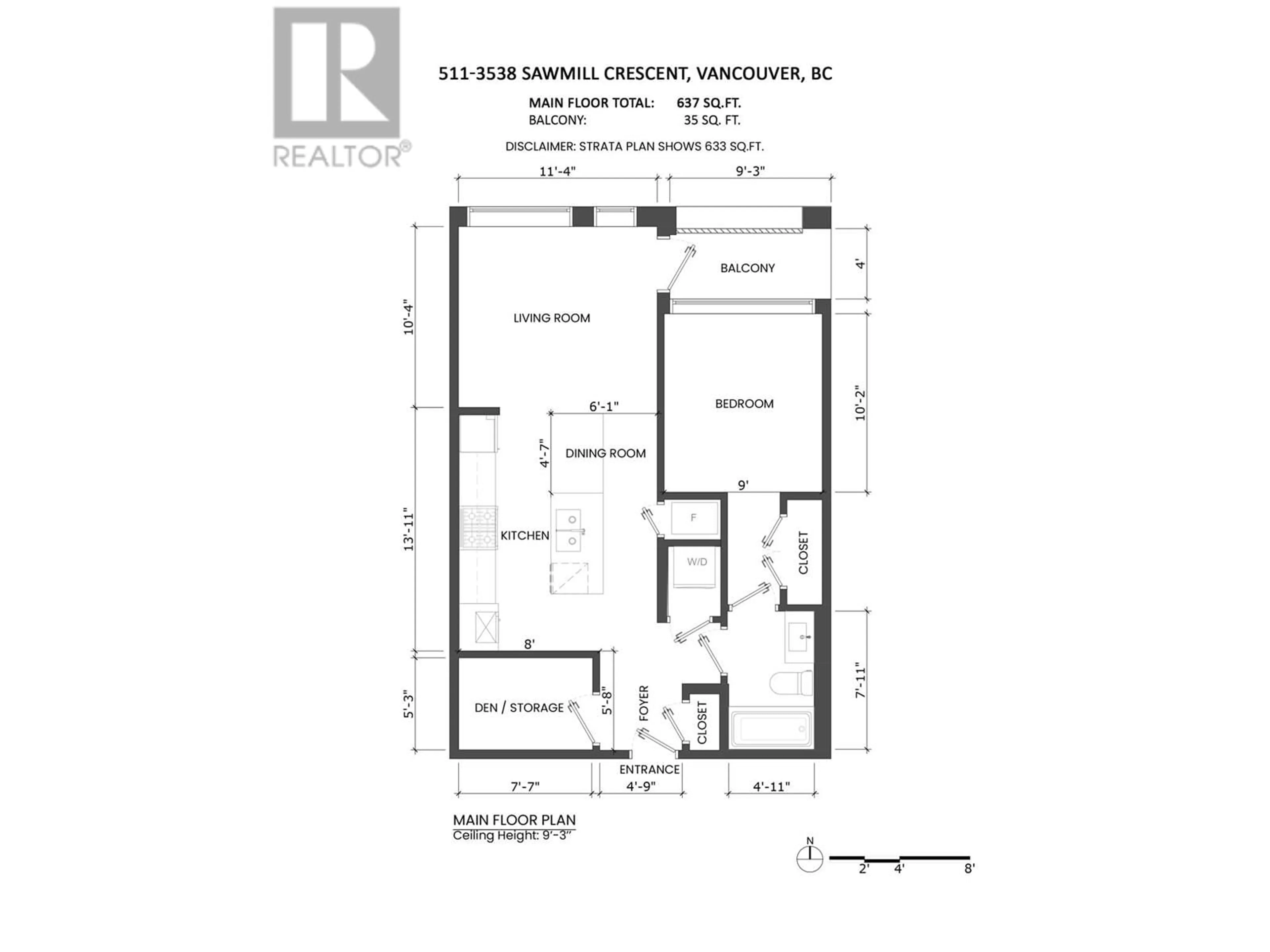 Floor plan for 511 3538 SAWMILL CRESCENT, Vancouver British Columbia V5S0J8