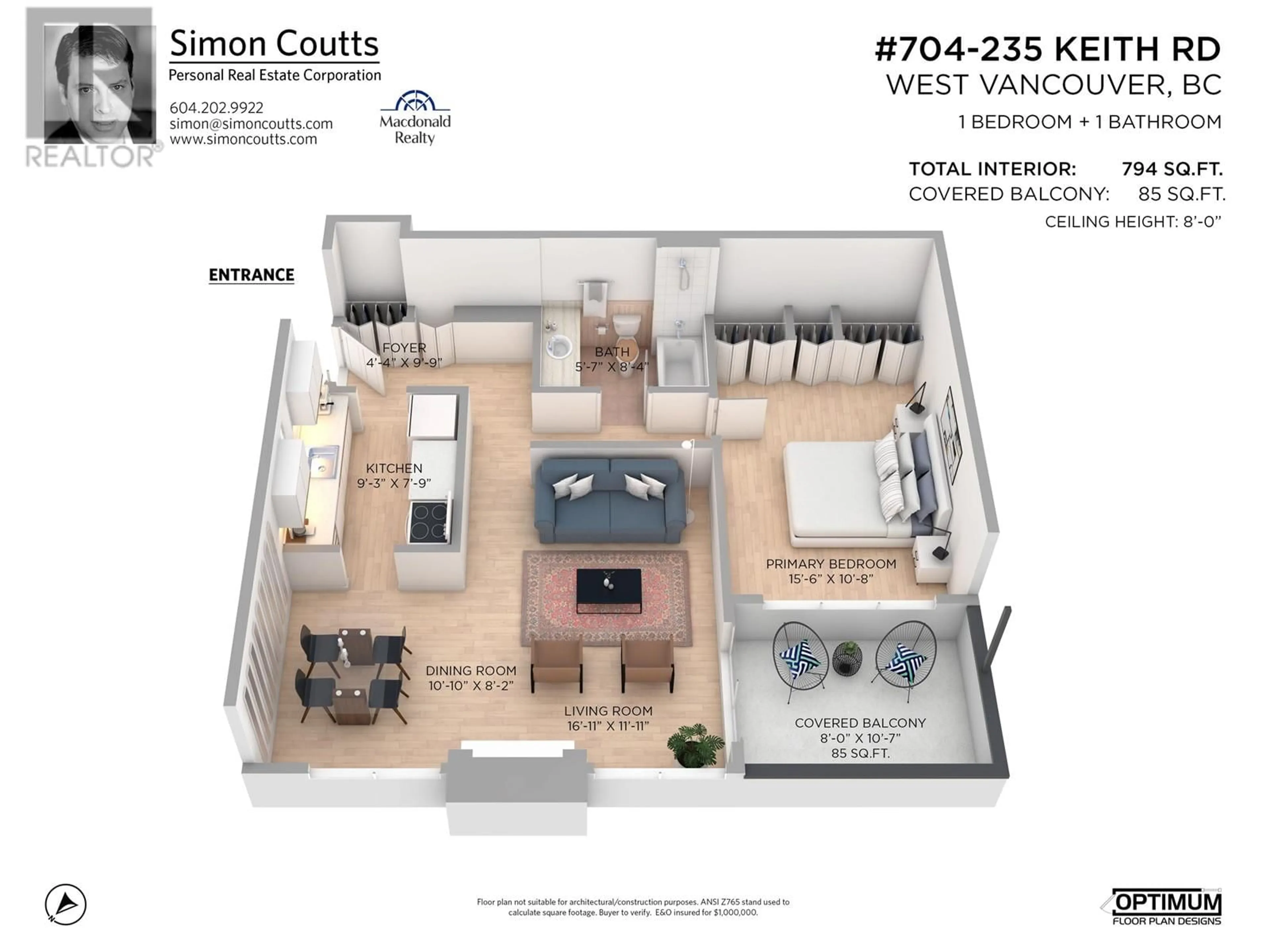 Floor plan for 704 - 235 KEITH ROAD, West Vancouver British Columbia V7T1L5