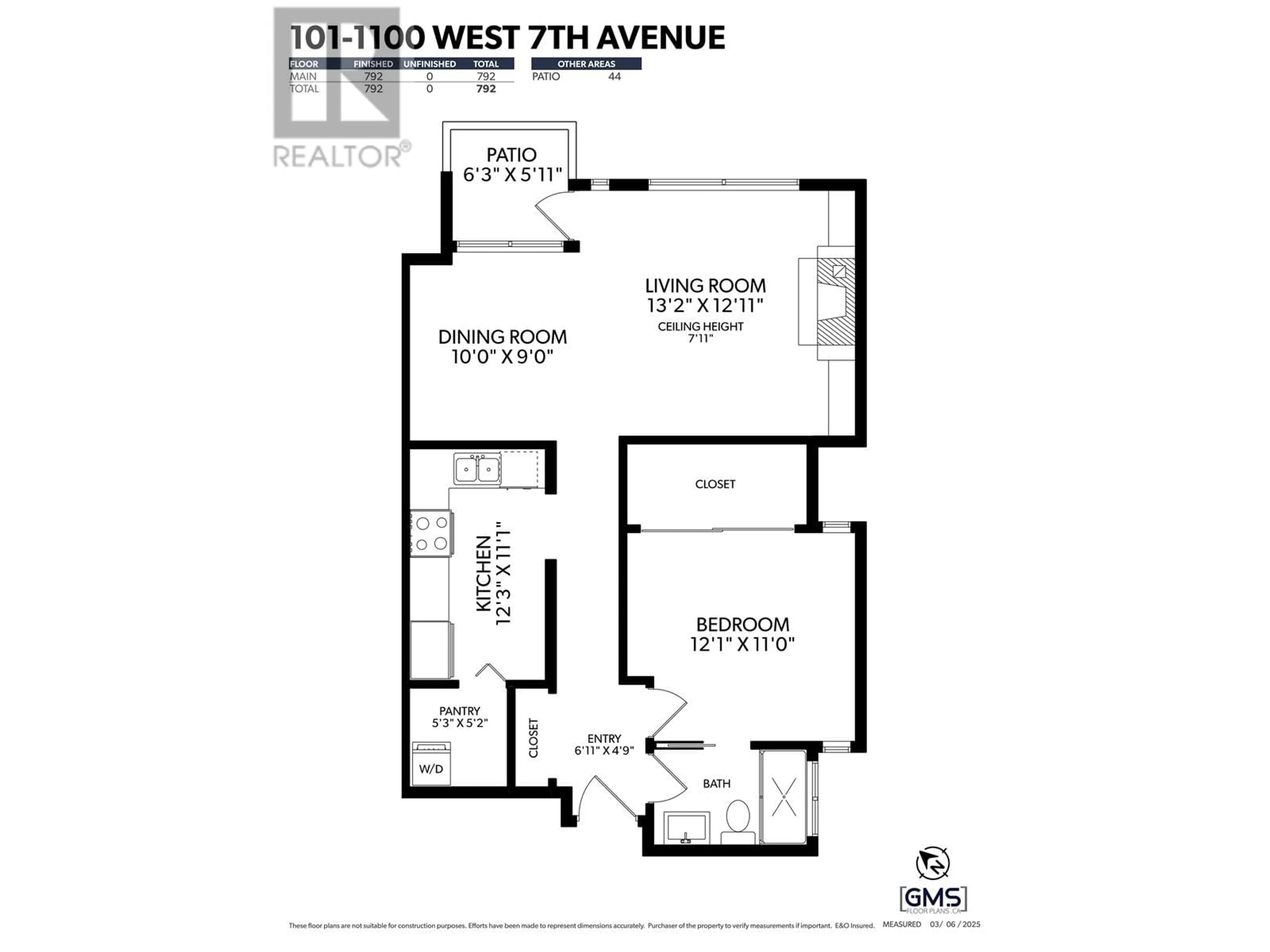 Floor plan for 101 1100 W 7TH AVENUE, Vancouver British Columbia V6H1B4