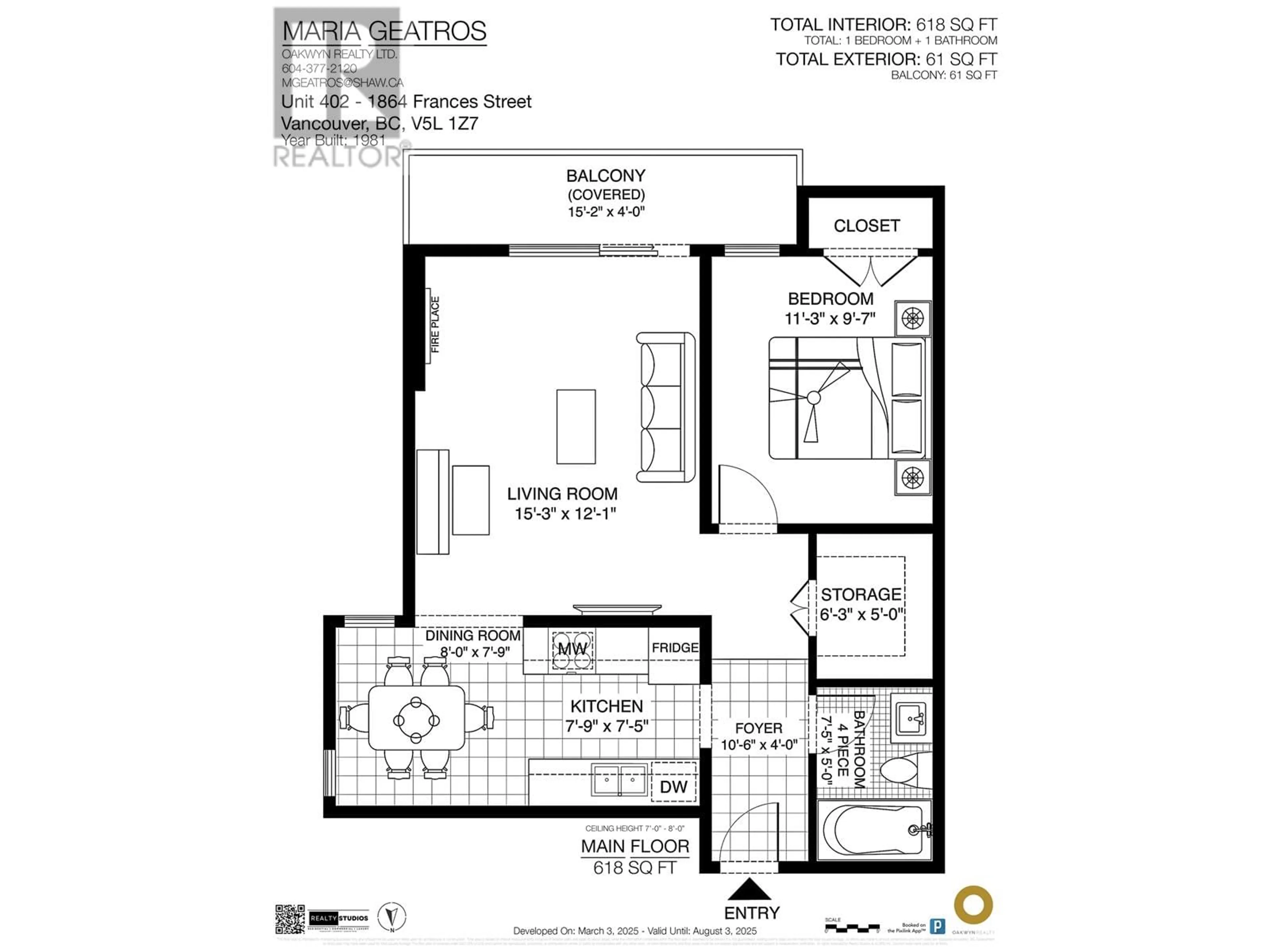 Floor plan for 402 1864 FRANCES STREET, Vancouver British Columbia V5L1Z2