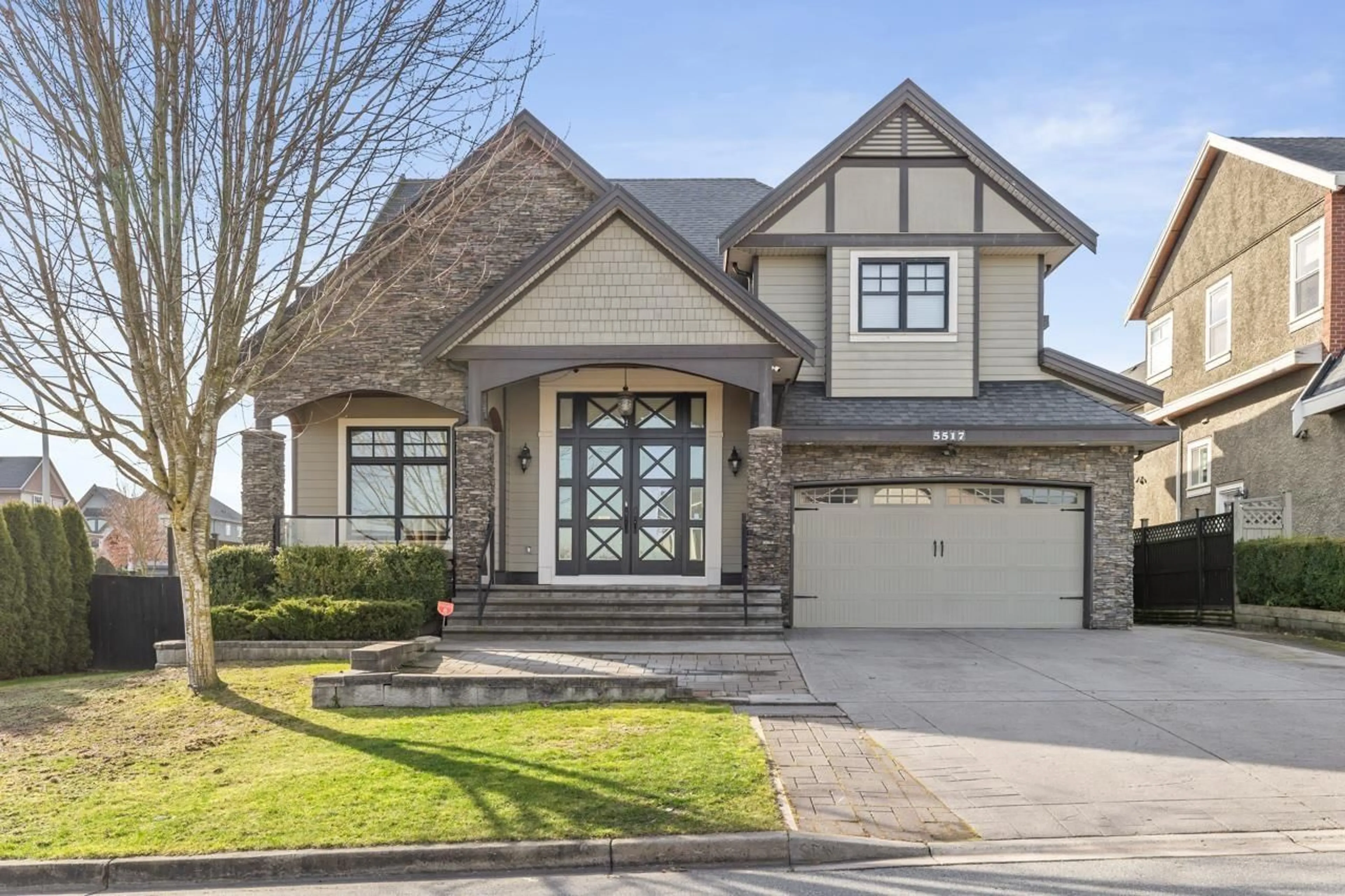 Home with brick exterior material, street for 5517 188A, Surrey British Columbia V3S6S4