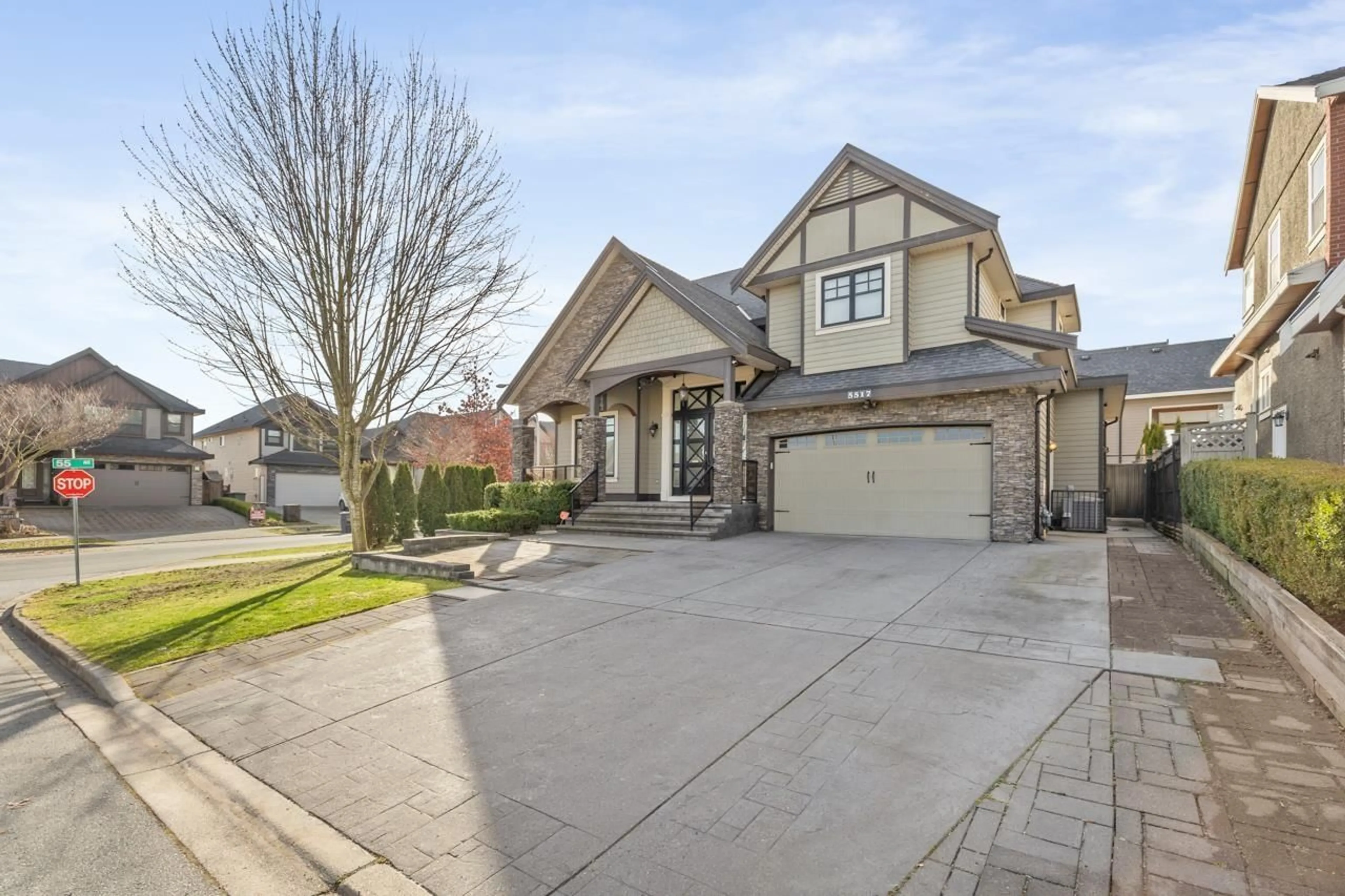 Home with brick exterior material, street for 5517 188A, Surrey British Columbia V3S6S4