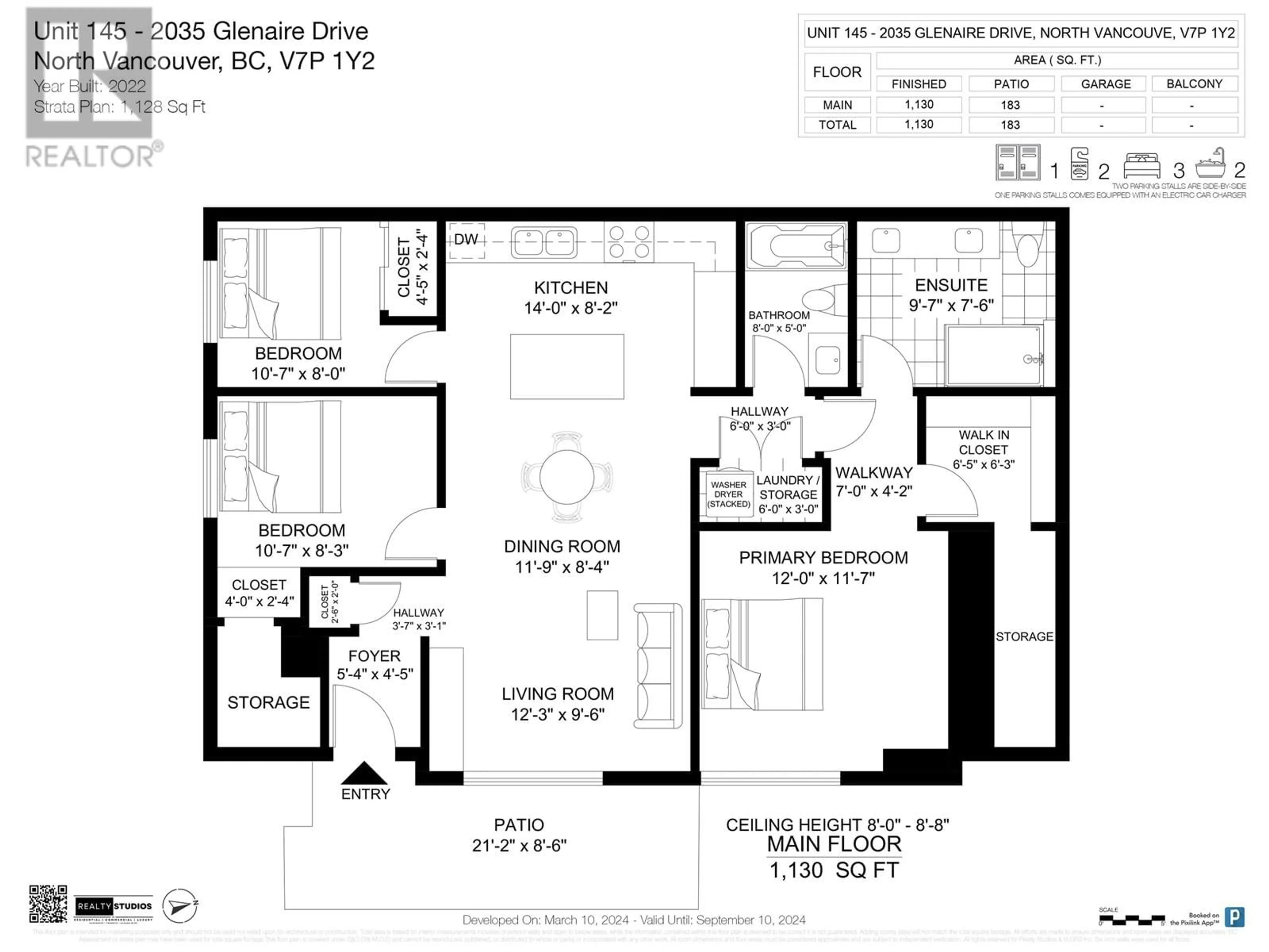 Floor plan for 145 2035 GLENAIRE DRIVE, North Vancouver British Columbia V7P1Y2