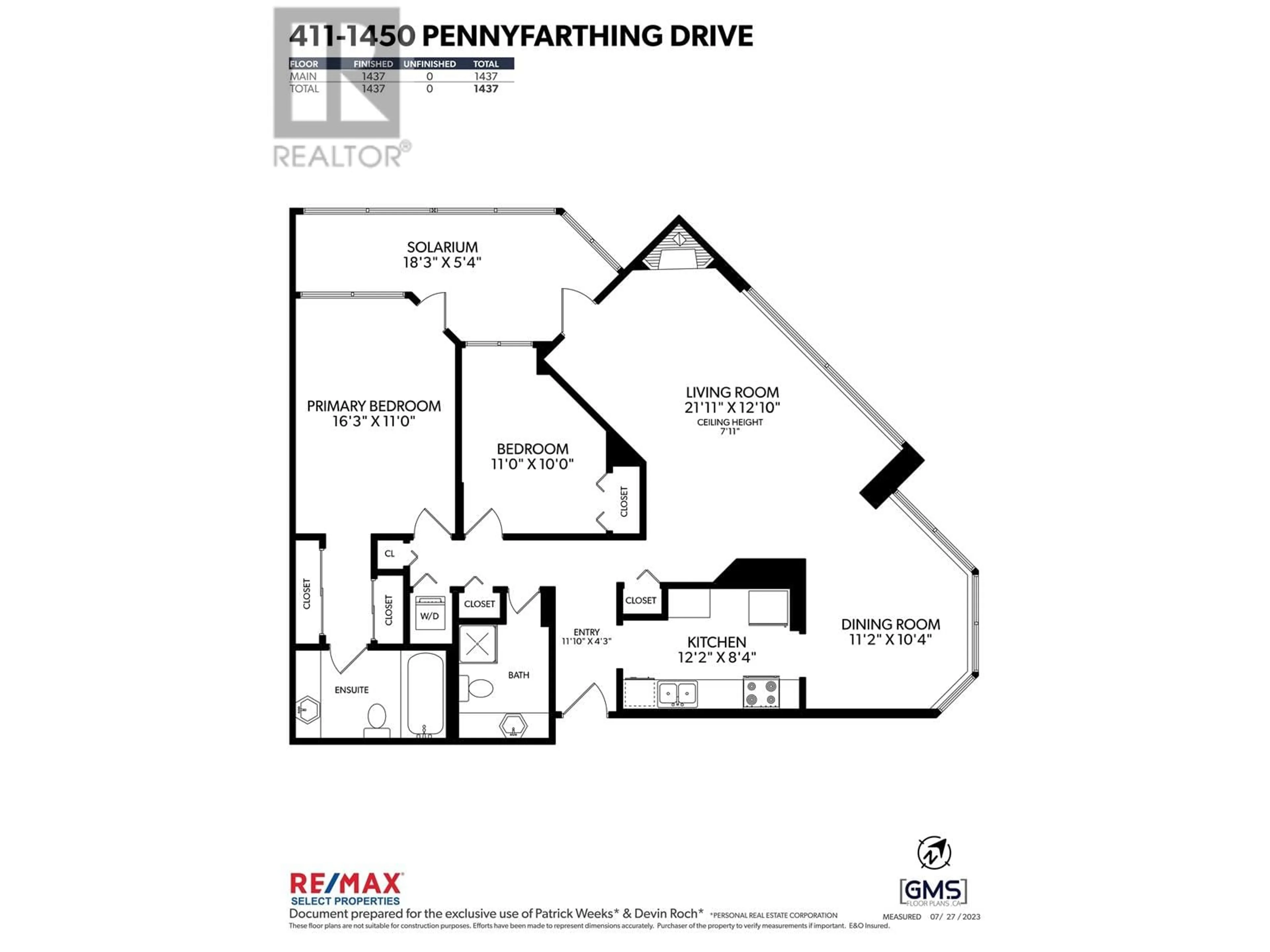 Floor plan for 411 - 1450 PENNYFARTHING DRIVE, Vancouver British Columbia V6J4X8