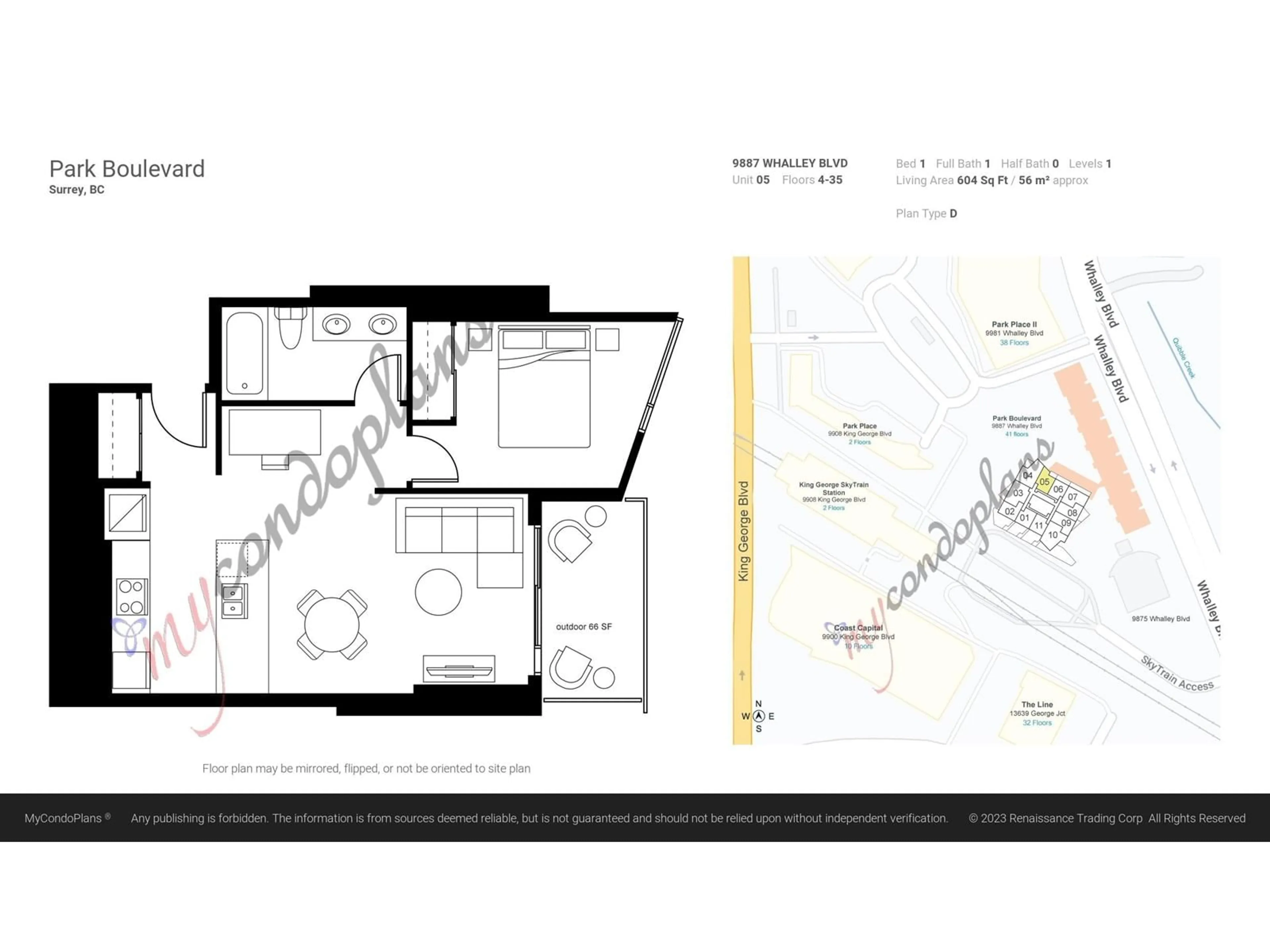 Floor plan for 1805 9887 WHALLEY BOULEVARD, Surrey British Columbia V3T0P4