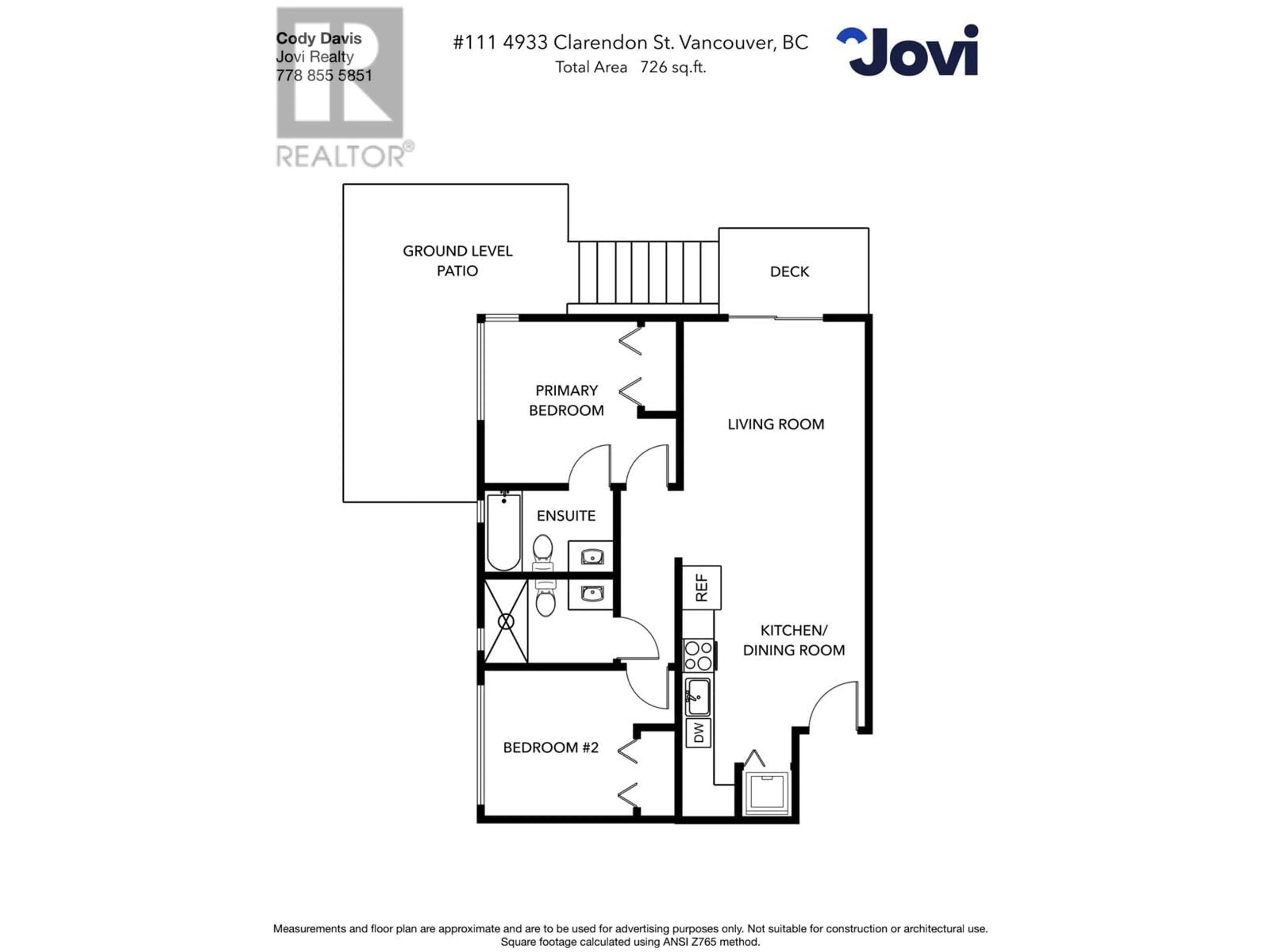 Floor plan for 111 4933 CLARENDON STREET, Vancouver British Columbia V5R3J3