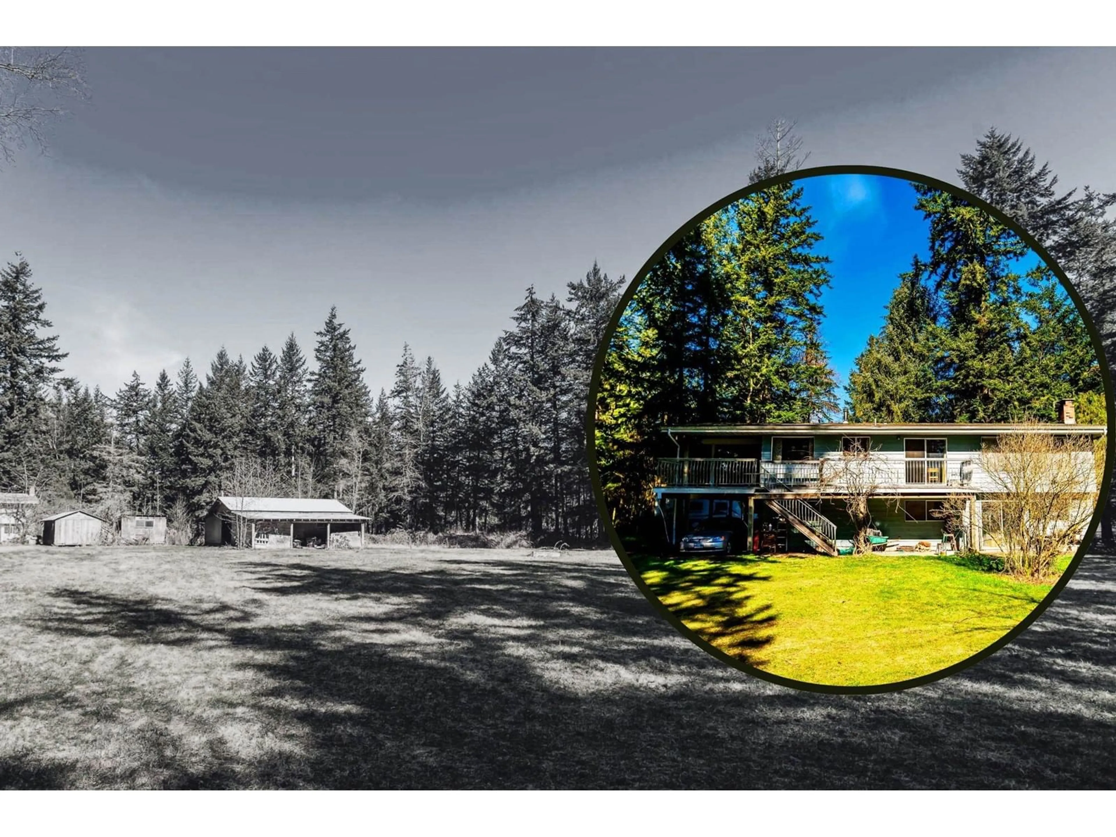 A pic from outside/outdoor area/front of a property/back of a property/a pic from drone, forest/trees view for 26604 13, Langley British Columbia V4W2S4