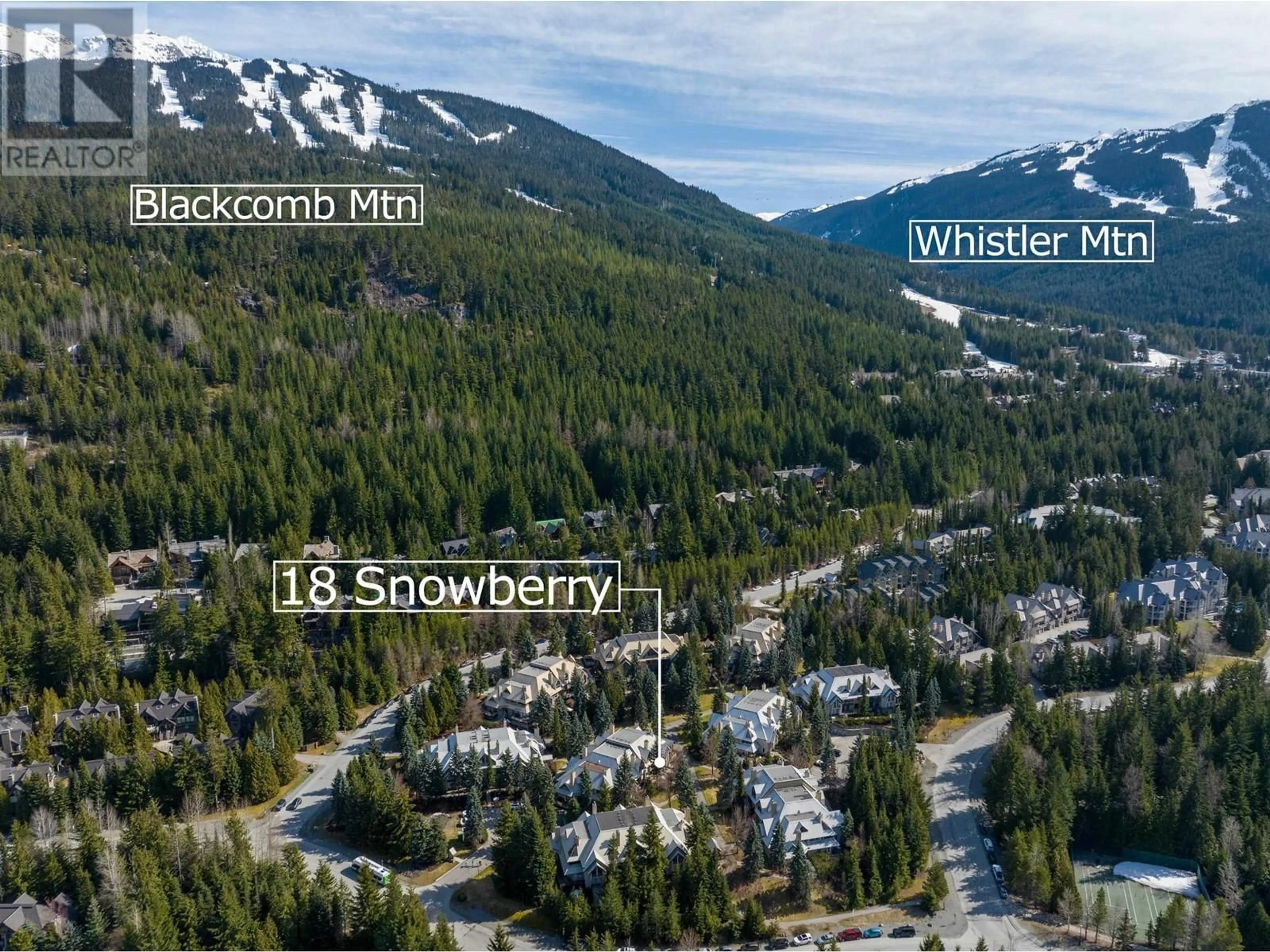 A pic from outside/outdoor area/front of a property/back of a property/a pic from drone, mountain view for 18 - 4637 BLACKCOMB WAY, Whistler British Columbia V8E0Y6