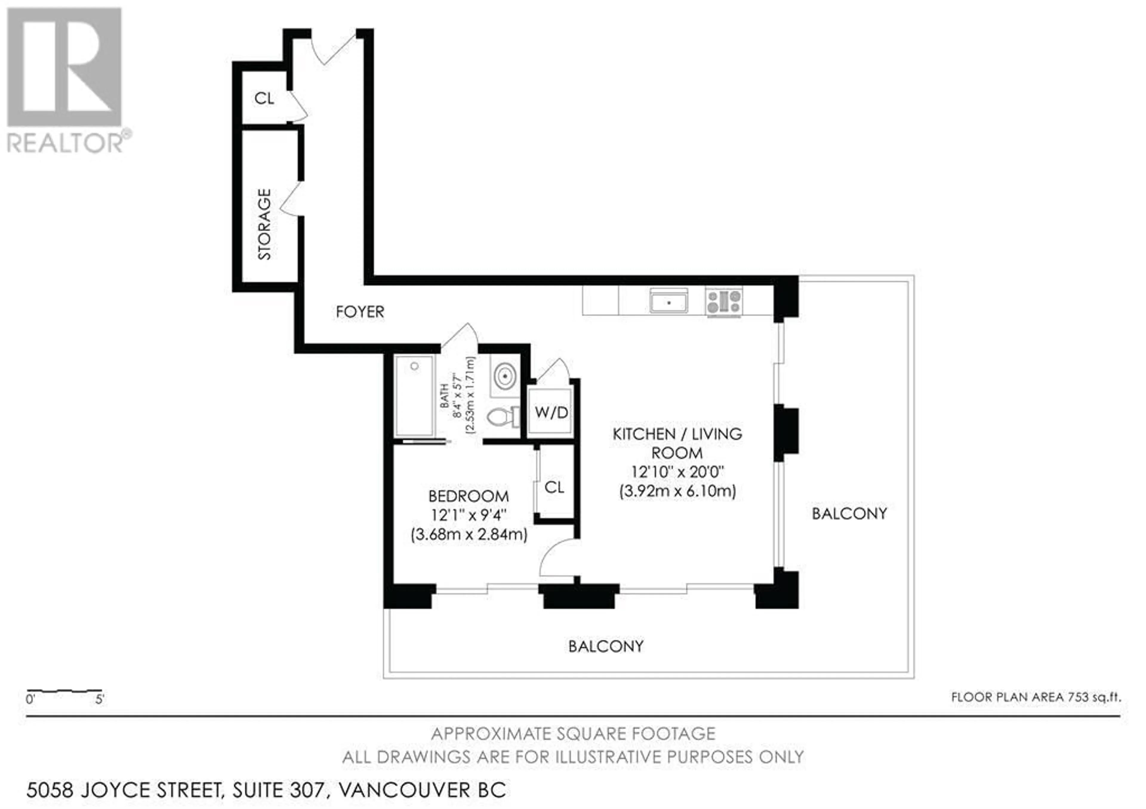 Floor plan for 307 5058 JOYCE STREET, Vancouver British Columbia V5R0J9