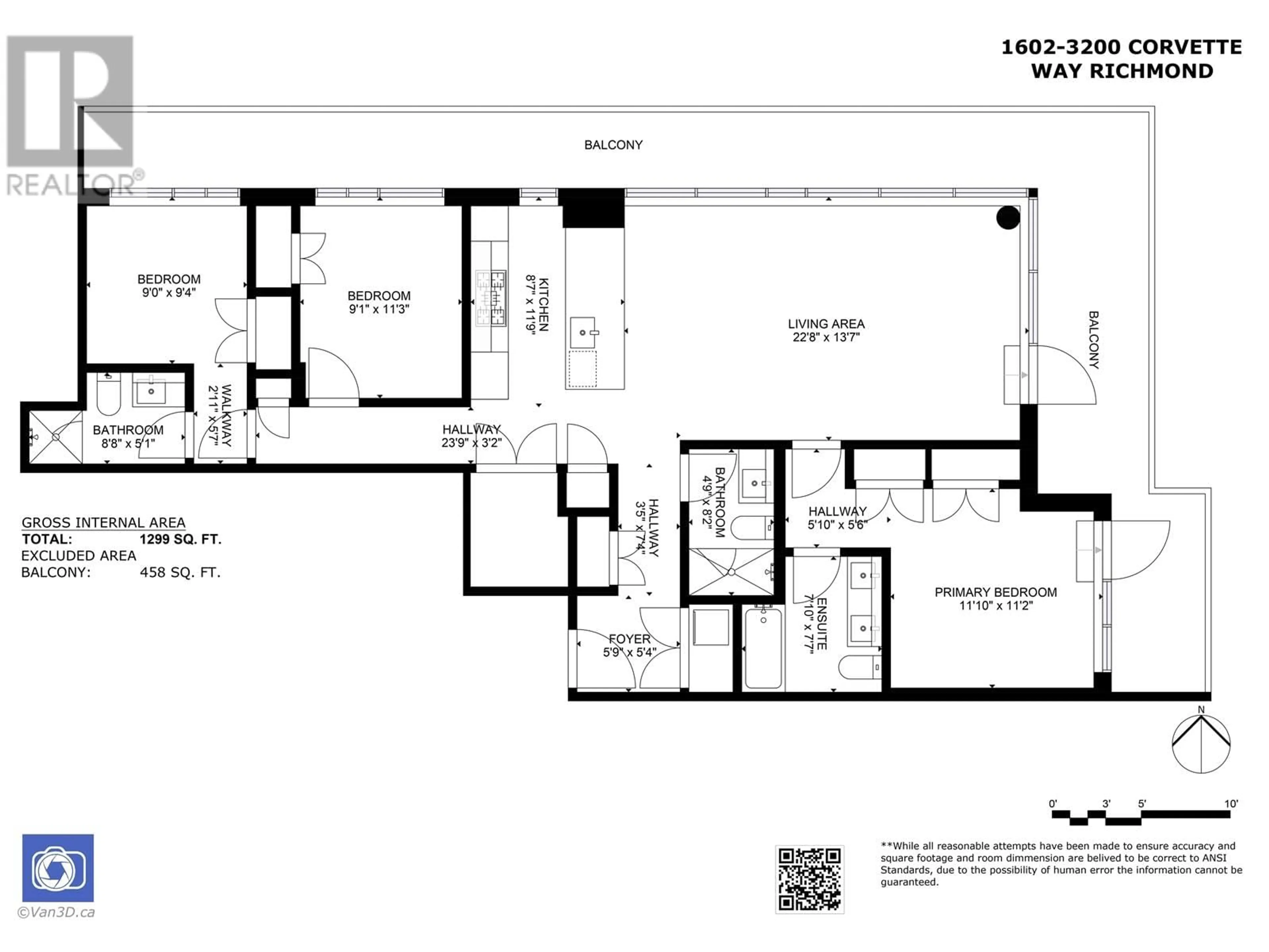 Floor plan for 1602 3200 CORVETTE WAY, Richmond British Columbia V6X0T8