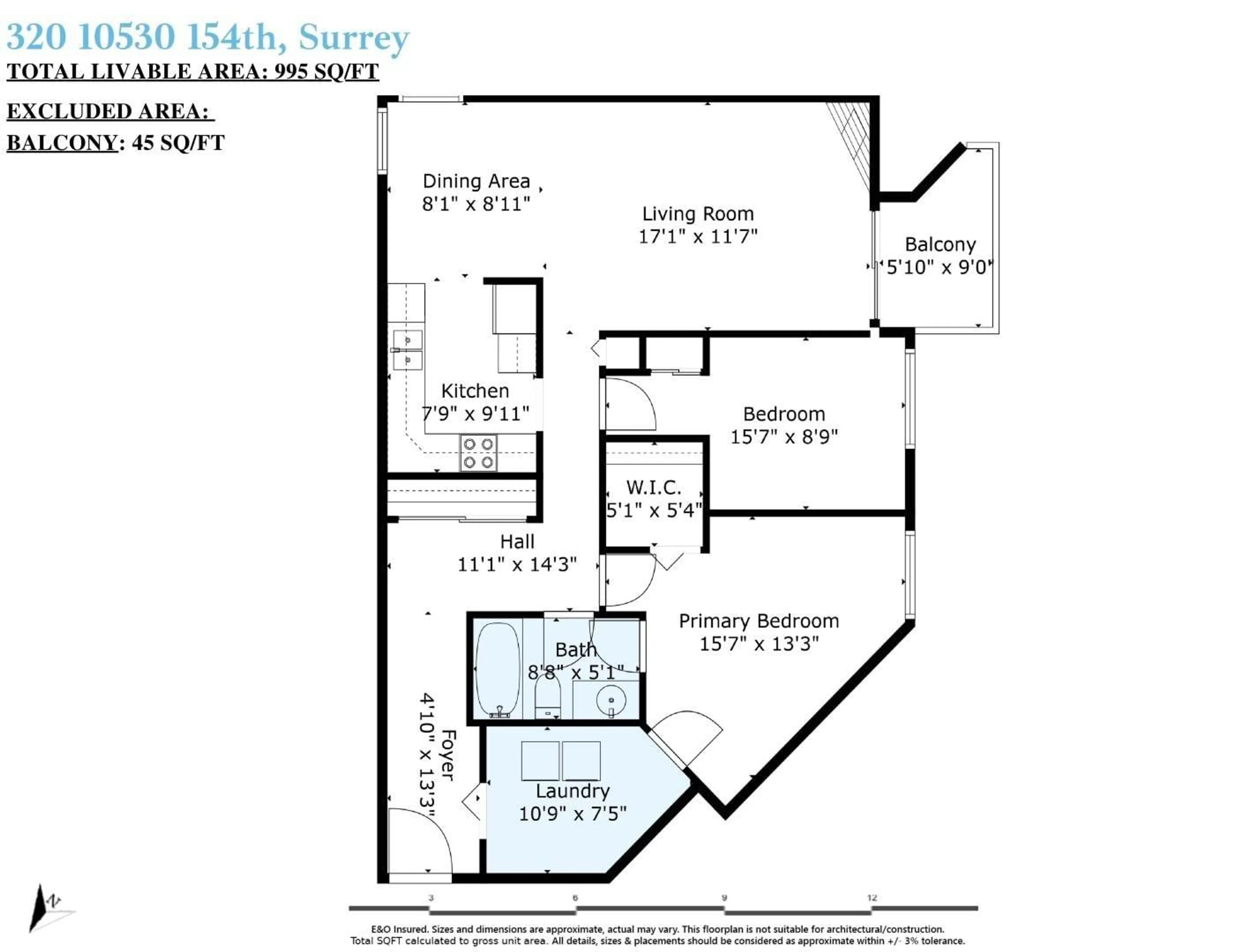 Floor plan for 320 10530 154 STREET, Surrey British Columbia V3R8A2