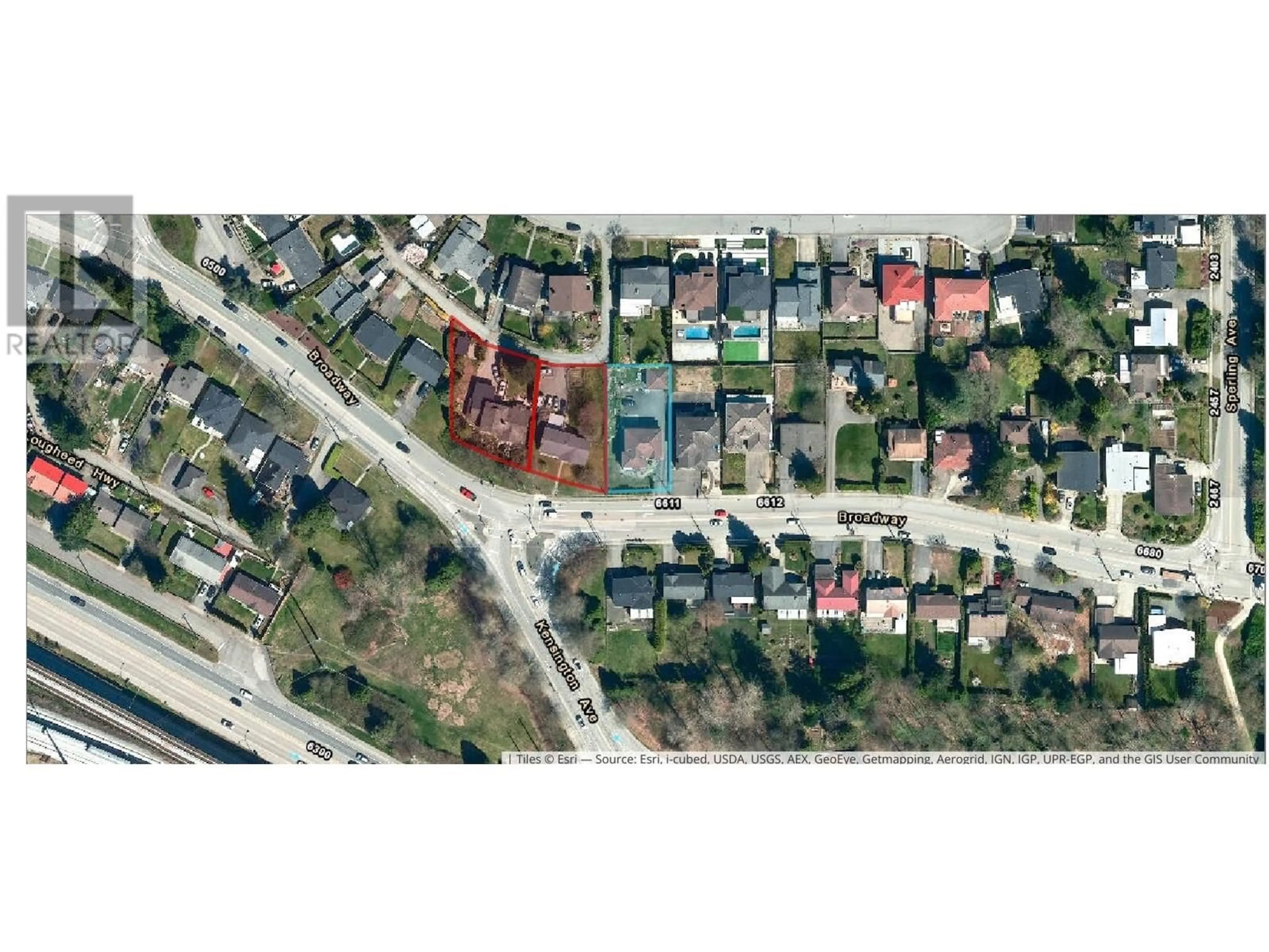 A pic from outside/outdoor area/front of a property/back of a property/a pic from drone, street for 6605 BROADWAY STREET, Burnaby British Columbia V5B2Y6