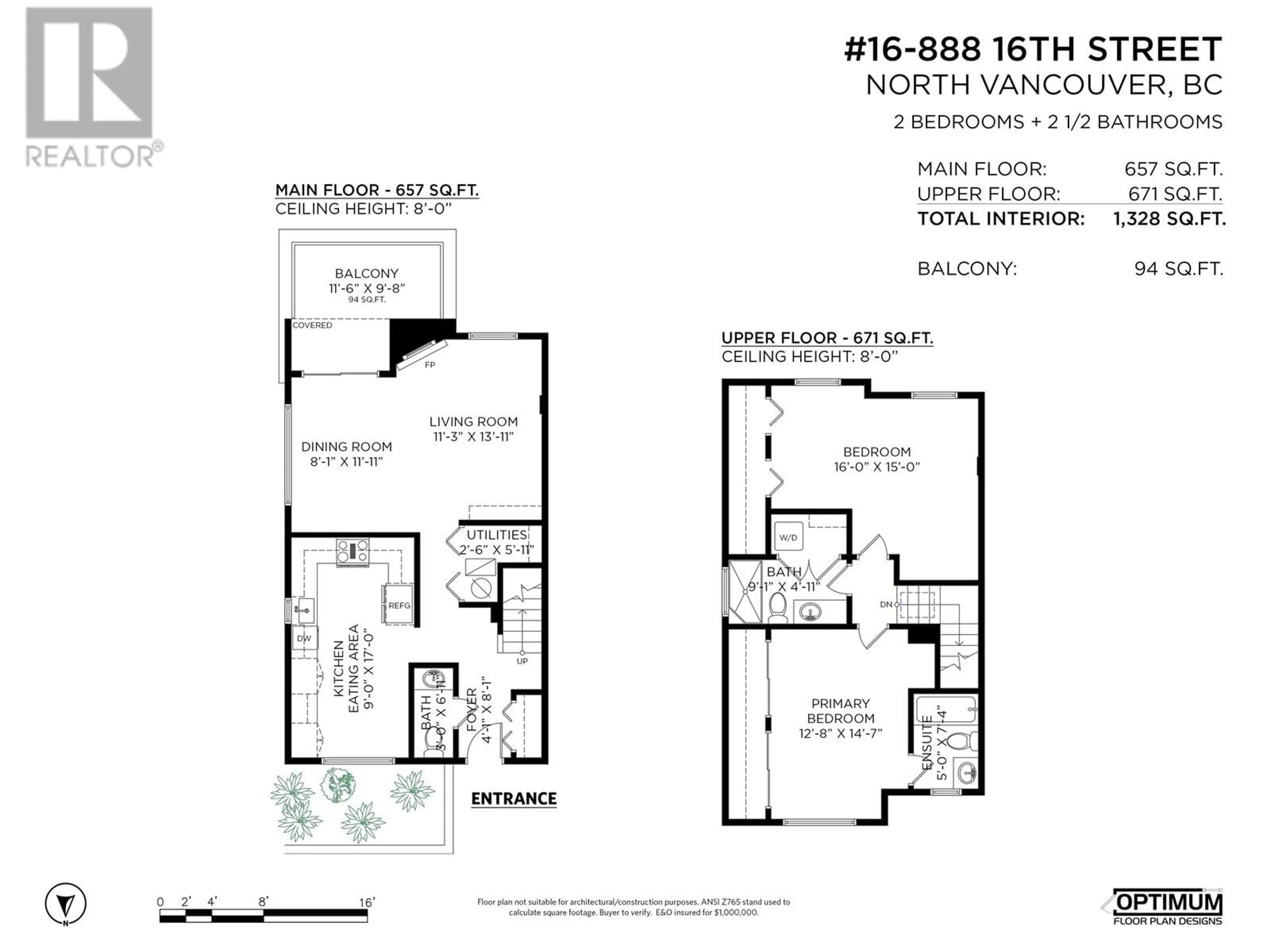 Floor plan for 16 888 W 16TH STREET, North Vancouver British Columbia V7P1R3