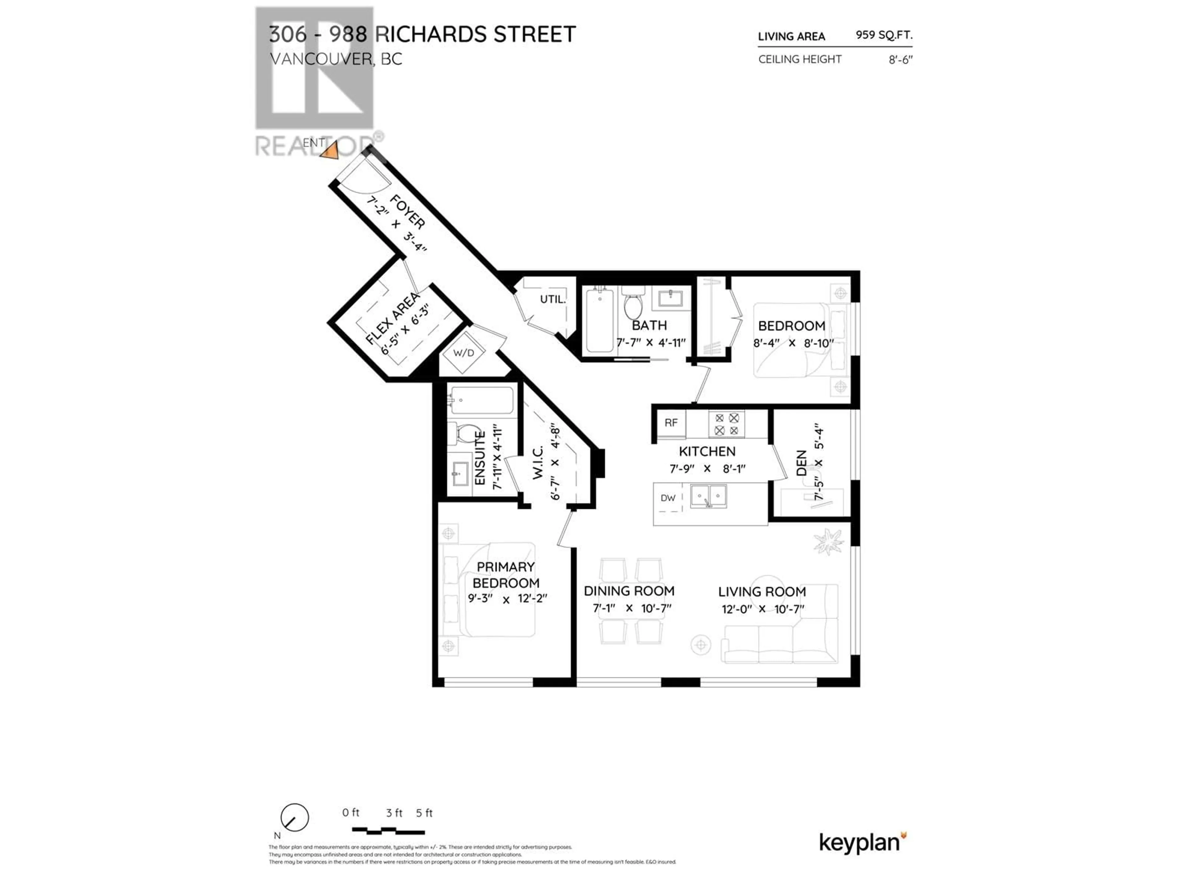 Floor plan for 306 - 988 RICHARDS STREET, Vancouver British Columbia V6B8R2